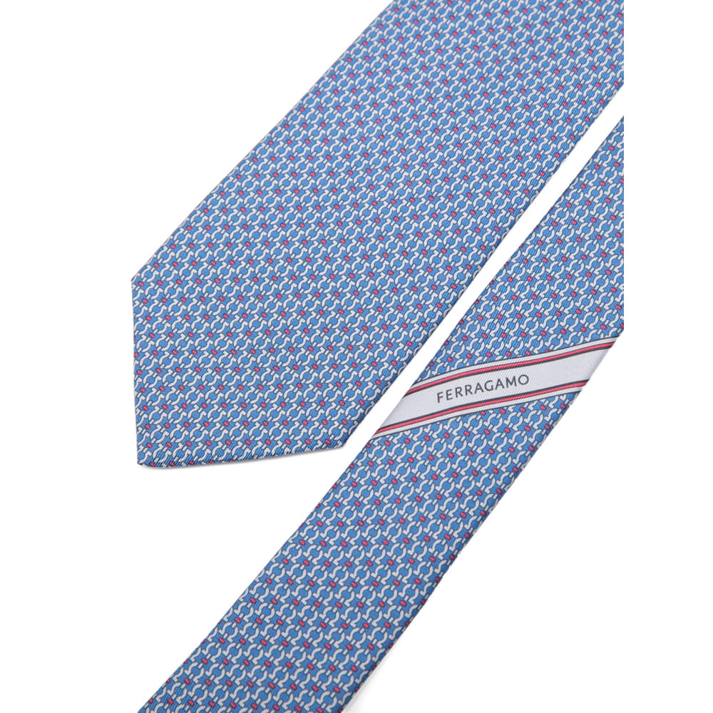 Ferragamo Patterned Tie In Blue