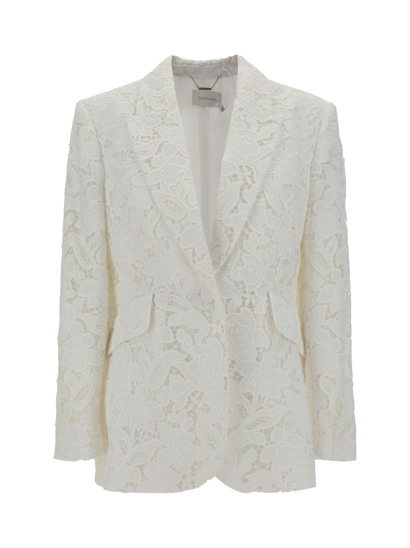 Shop Zimmermann Blazer Jacket In Ivory