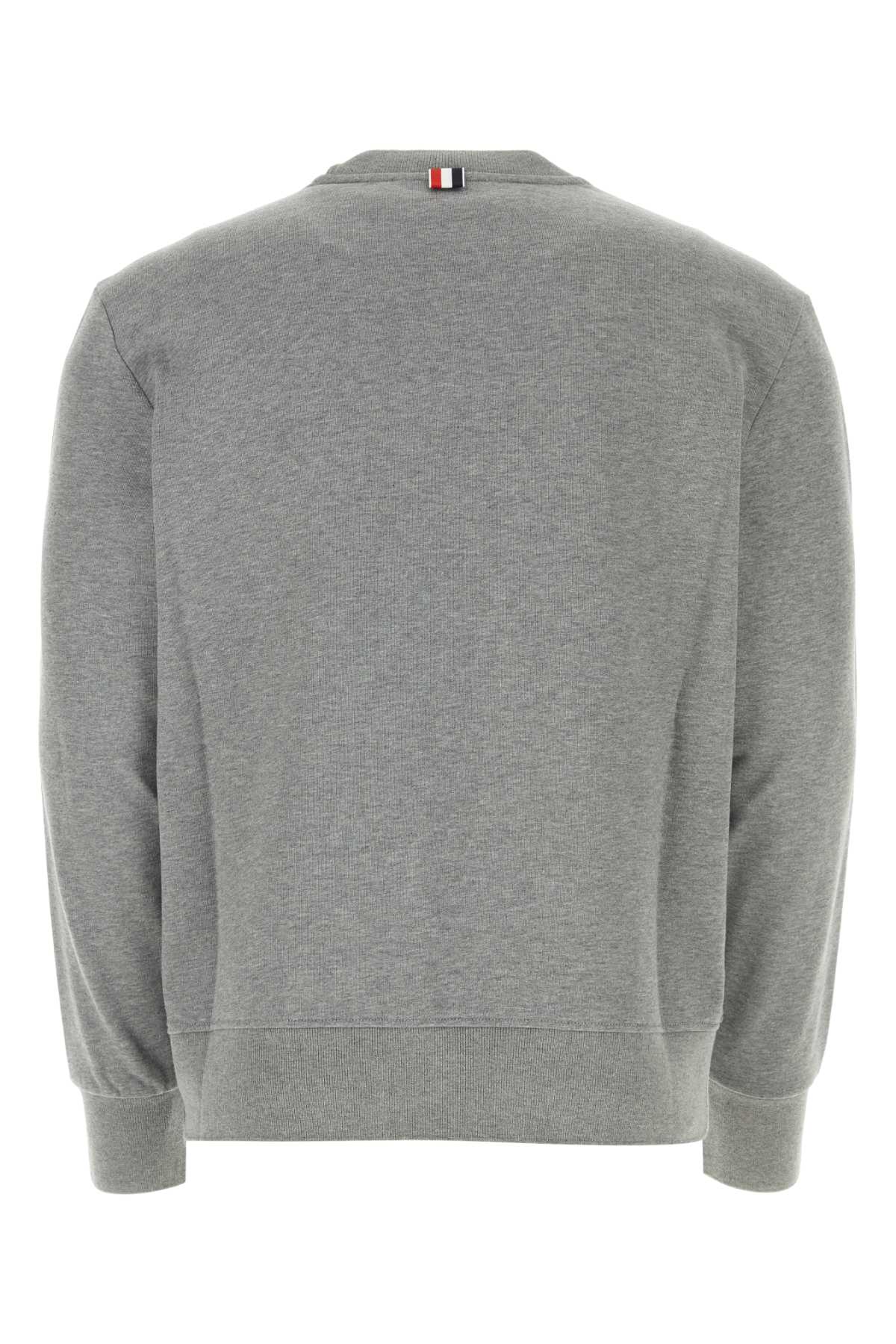 Shop Thom Browne Melange Grey Cotton Sweatshirt In Ltgrey
