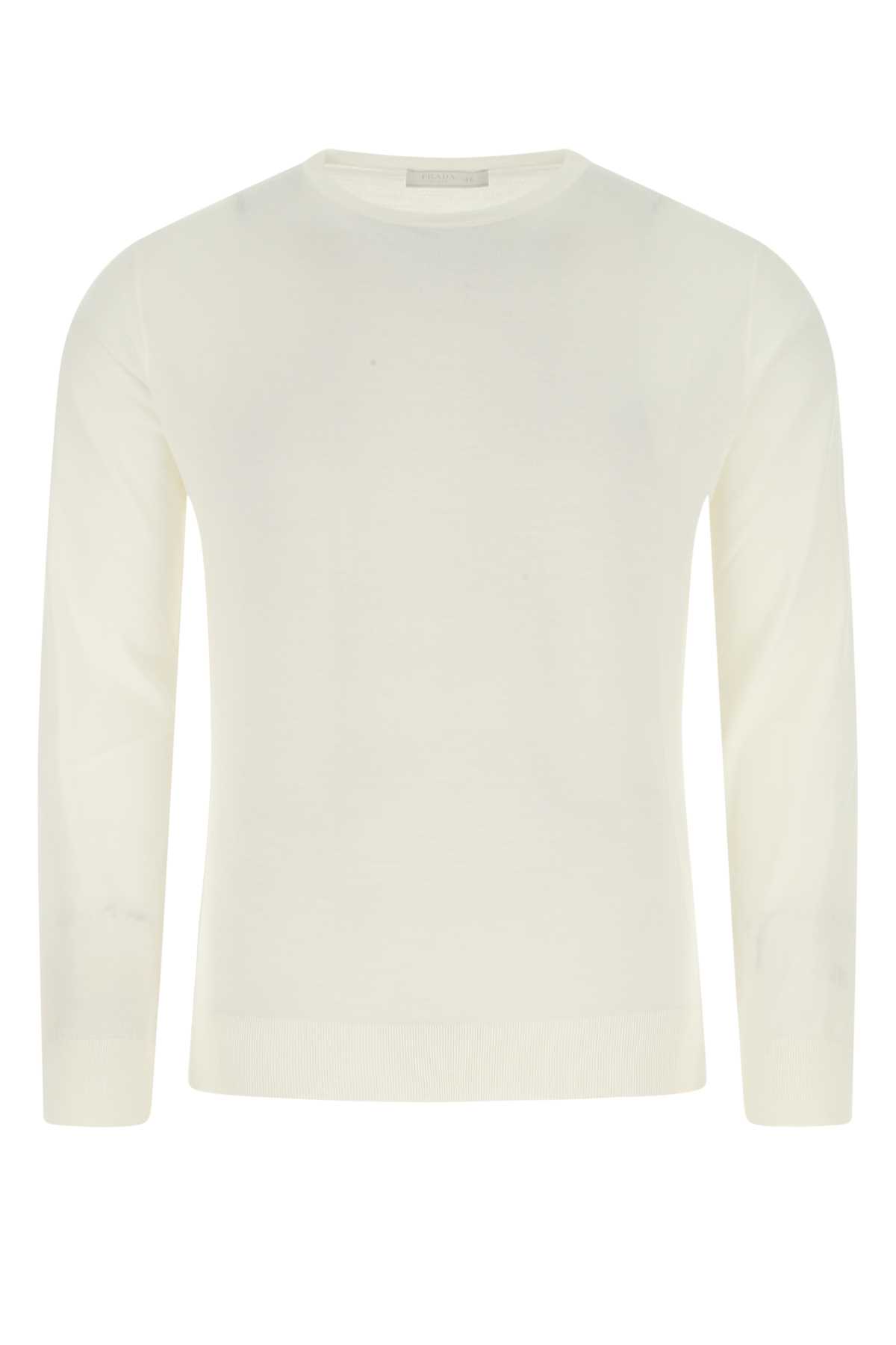 Shop Prada Ivory Wool Sweater In F0009