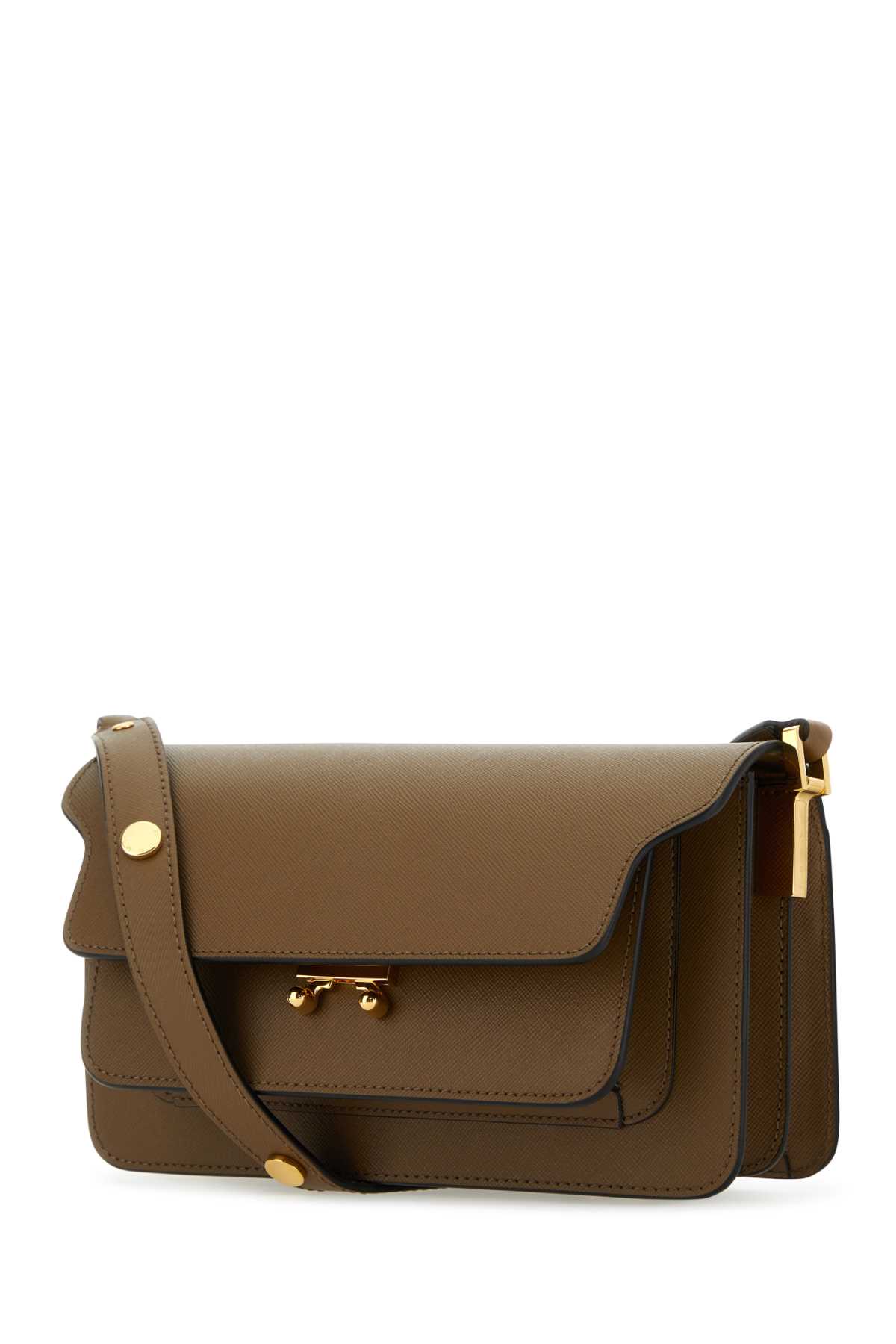 Shop Marni Brown Leather Trunk E/w Shoulder Bag In Cigar