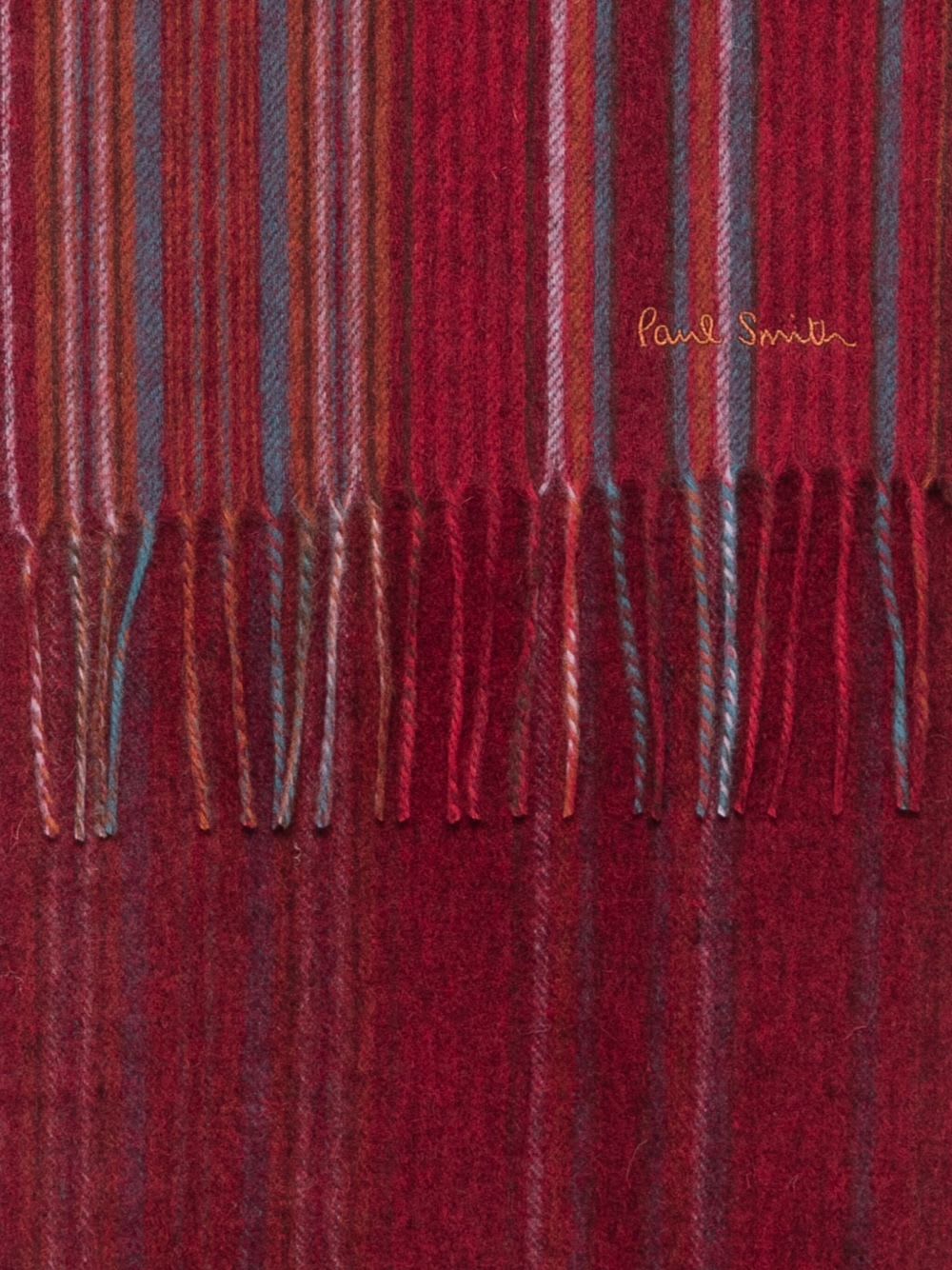 Paul Smith Trent Striped Wool Scarf In Brown