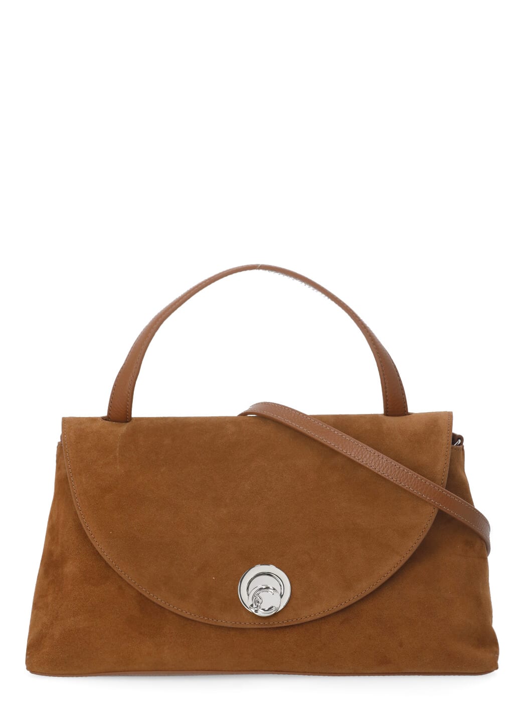 Coccinelle Suede Leather Shoulder Bag With Top Handle In Brown
