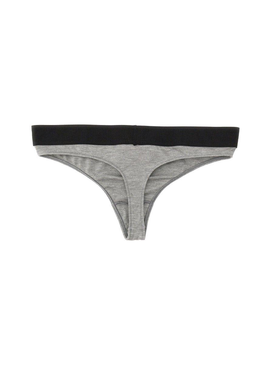 Shop Tom Ford Logo-waistband Stretch Thongs In Grey