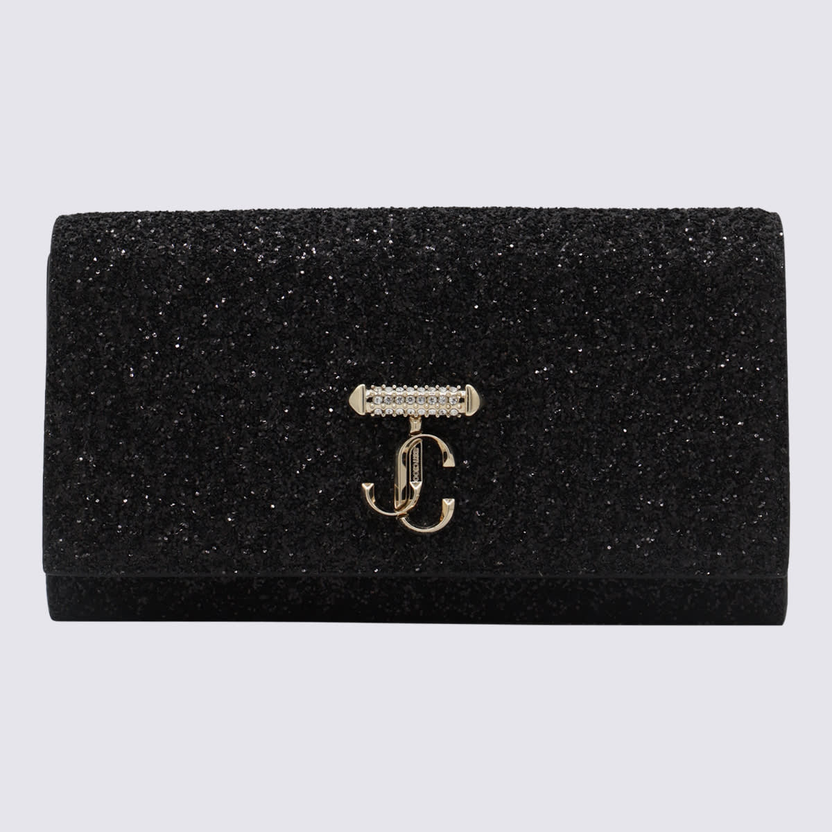 Shop Jimmy Choo Black Avenue Wallet In Black/light Gold