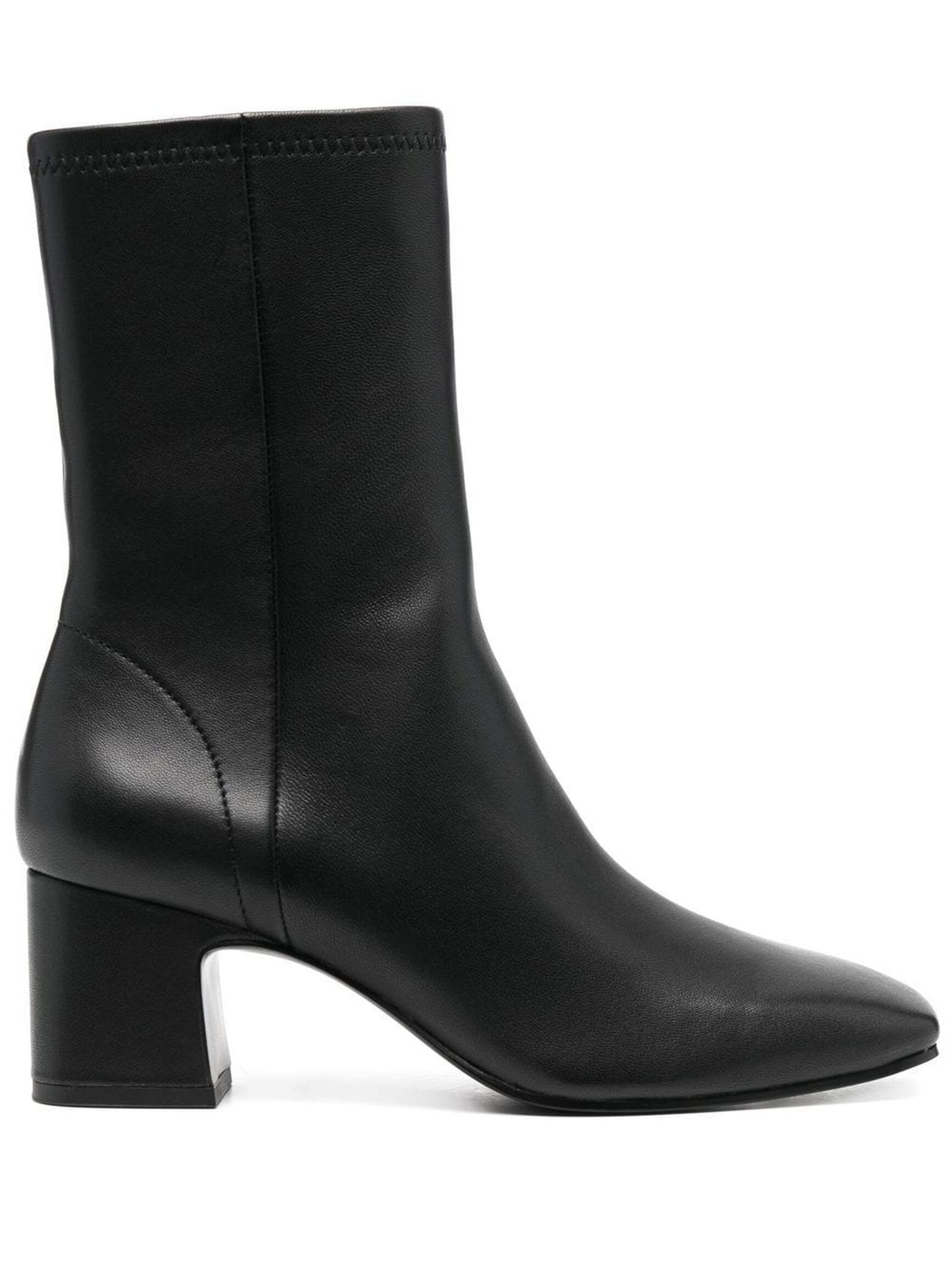 Ash Black Calf Leather Cindy Ankle Boots