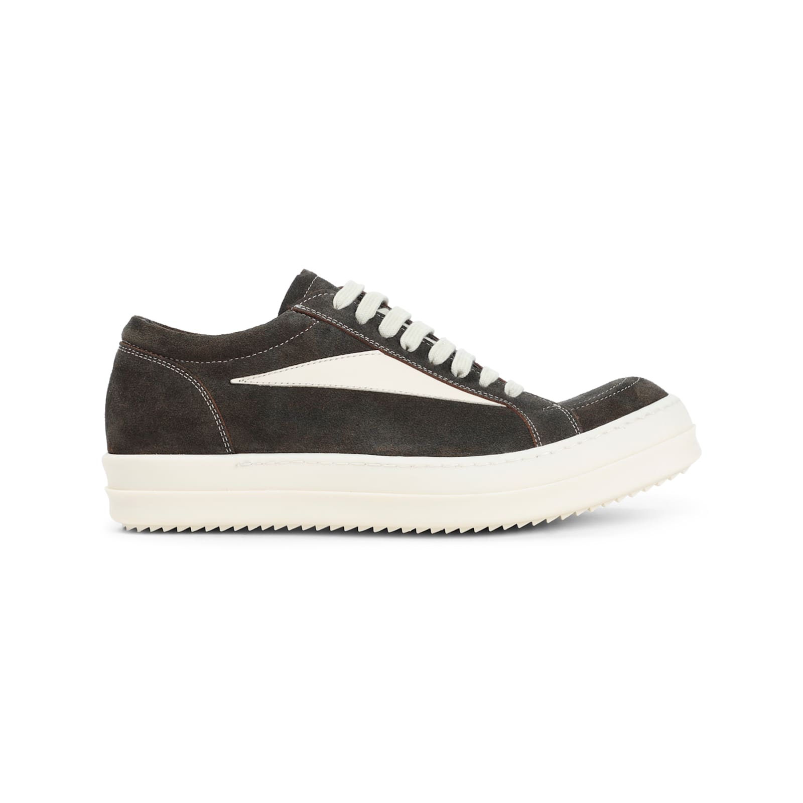 Rick Owens Indigo Blue Suede Leather Vintage Sneakers With Contrasting Details In Black