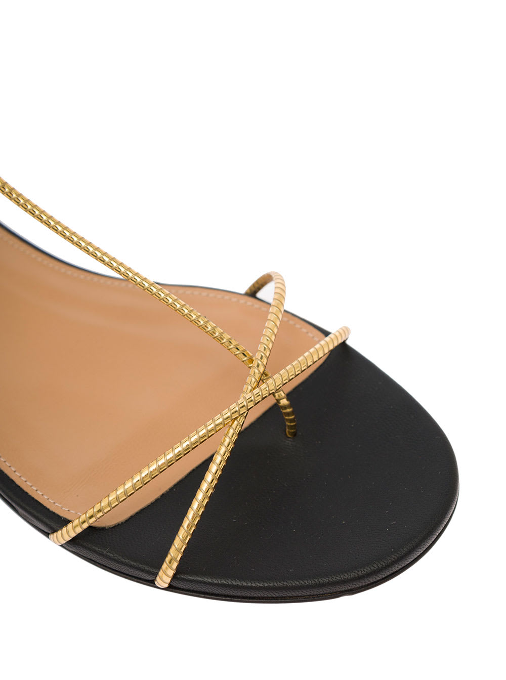Shop Aquazzura Roman Romance Gold-tone Sandals With Criss Cross Straps In Vegan Leather Woman In Metallic