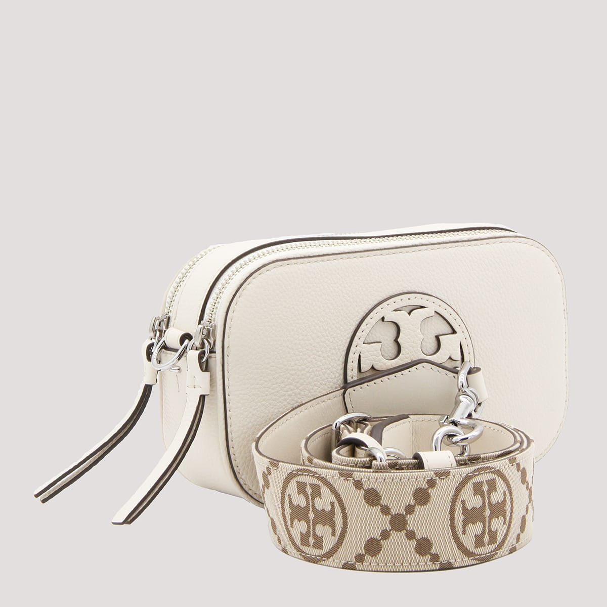 Shop Tory Burch New Ivory Leather Miller Mini Crossbody Bag