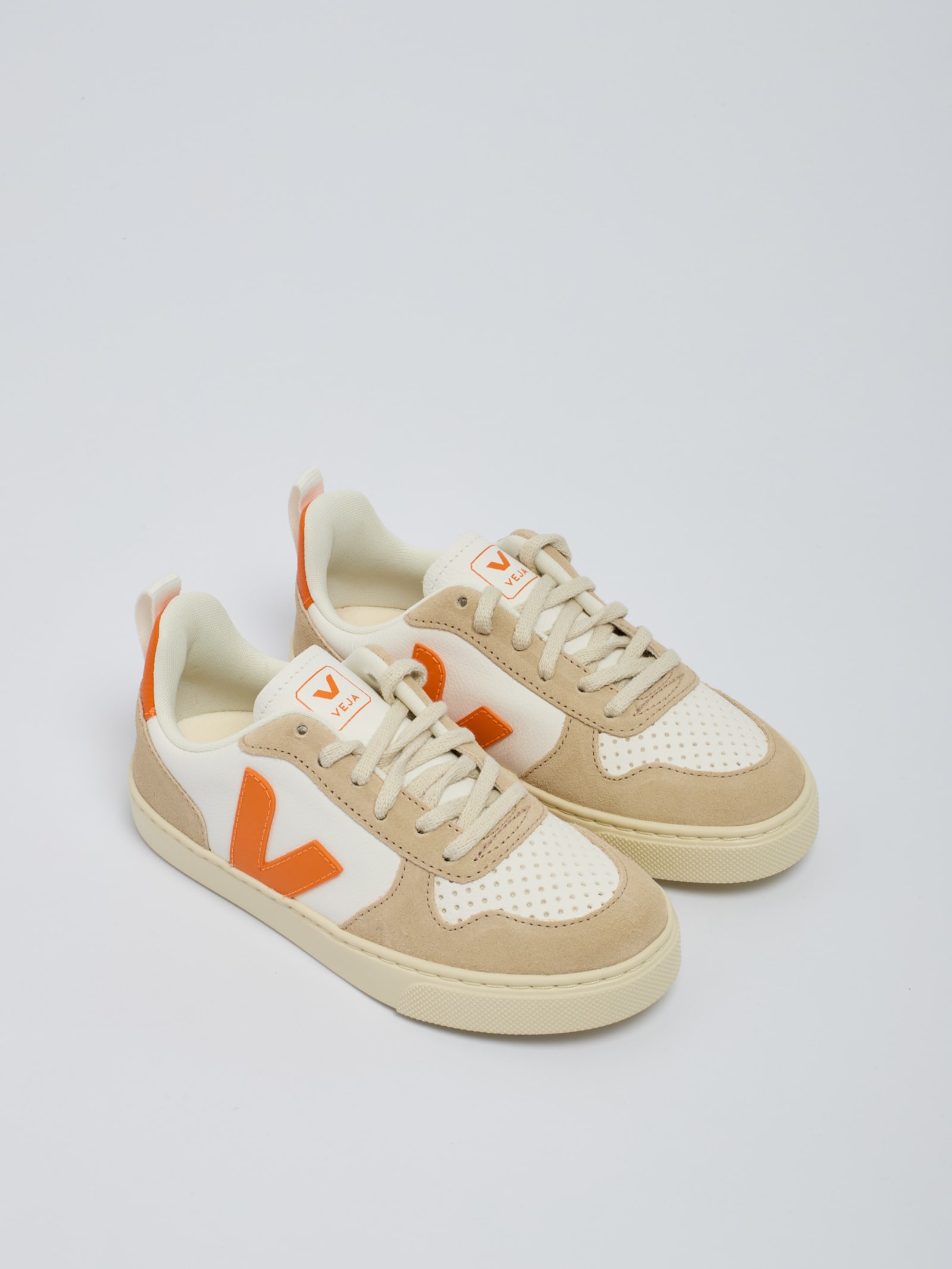 Shop Veja Small V-10 Sneaker In Bianco-arancio