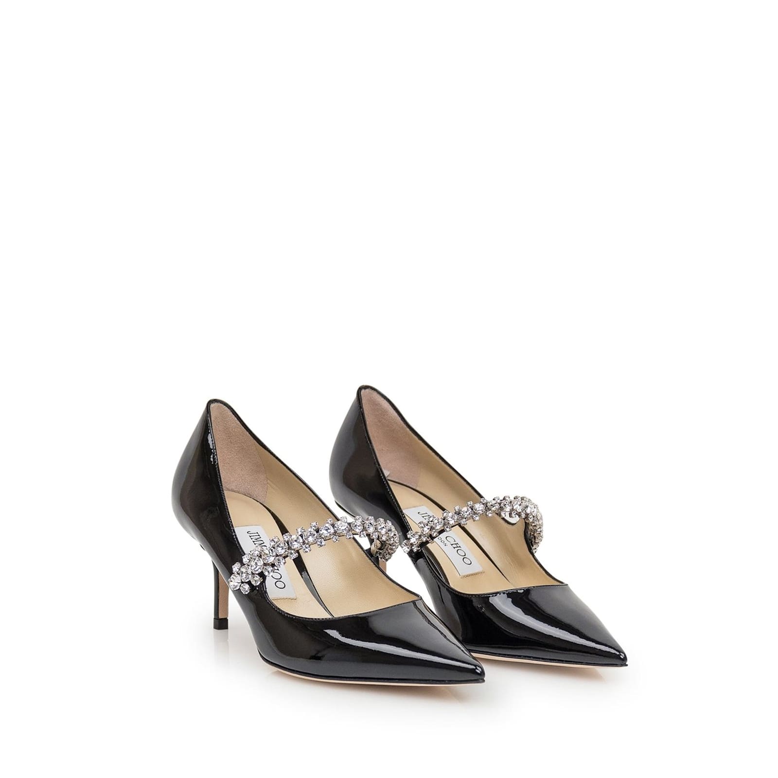 Jimmy Choo Bing 65mm Crystal-embellished Patent-leather Pumps In Black