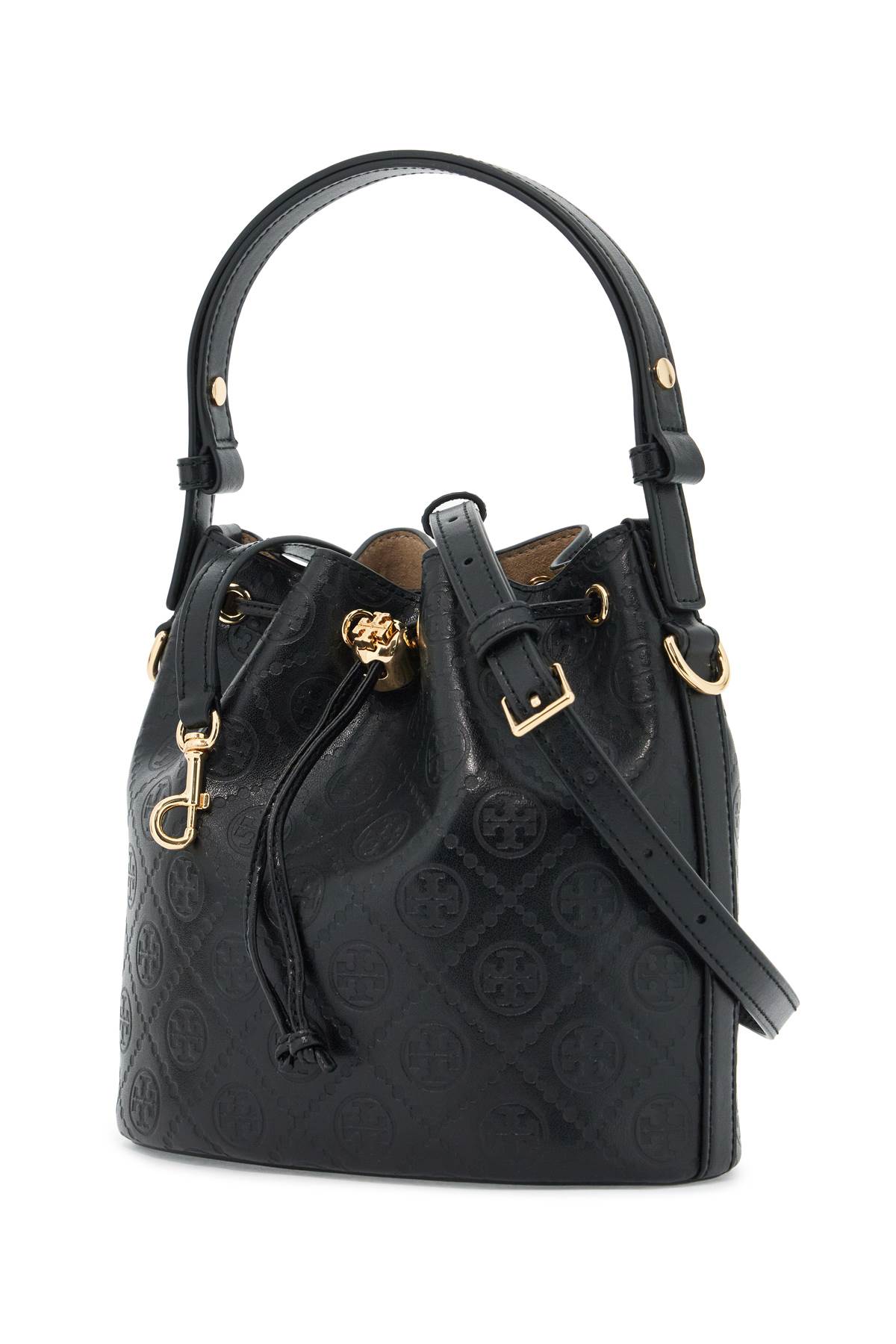 Tory Burch Medium Bucket Bag T Monogram In Black (black)