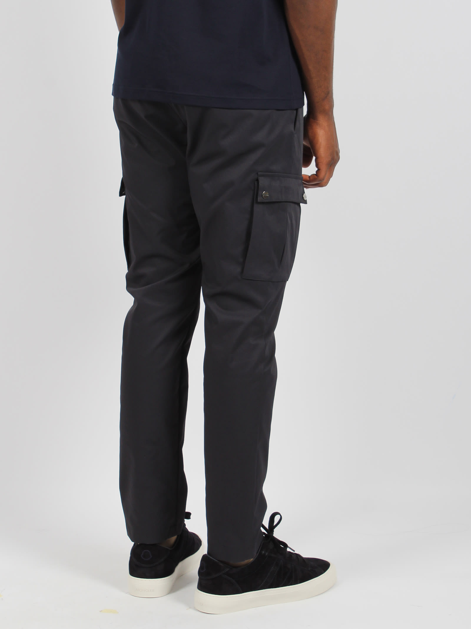 Shop Herno Cotton Feel Resort Trousers In Blue