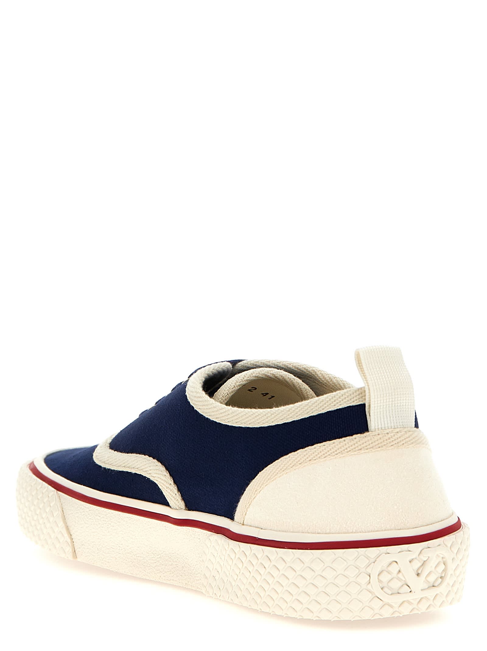 Valentino Garavani Blue Low Top Sneakers With Vlogo Patch On The Side In Cotton Man In Blue