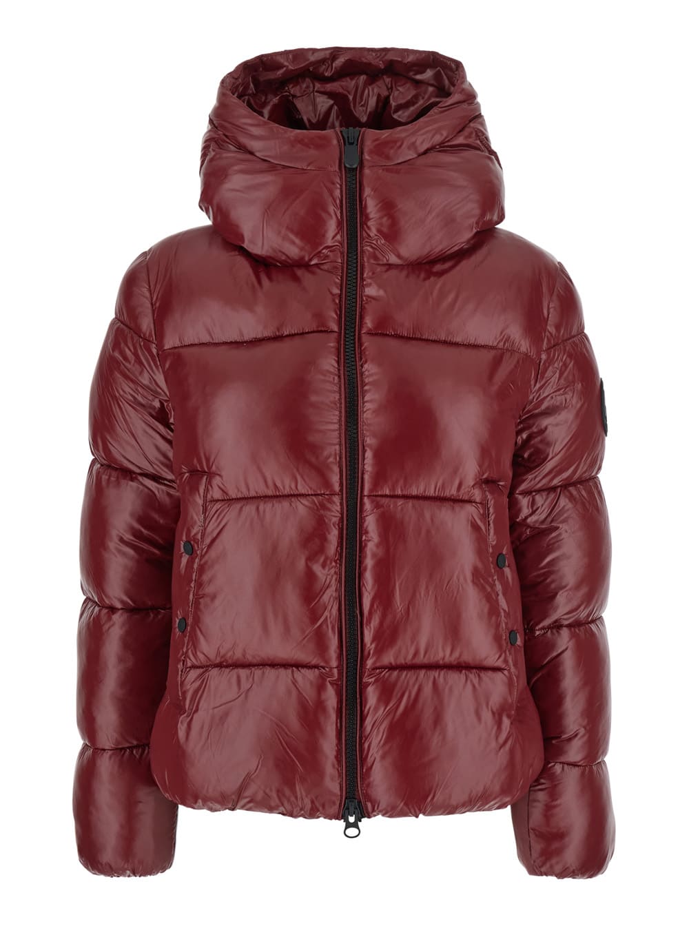 Save The Duck Hooded Puffer Jacket In Burgundy