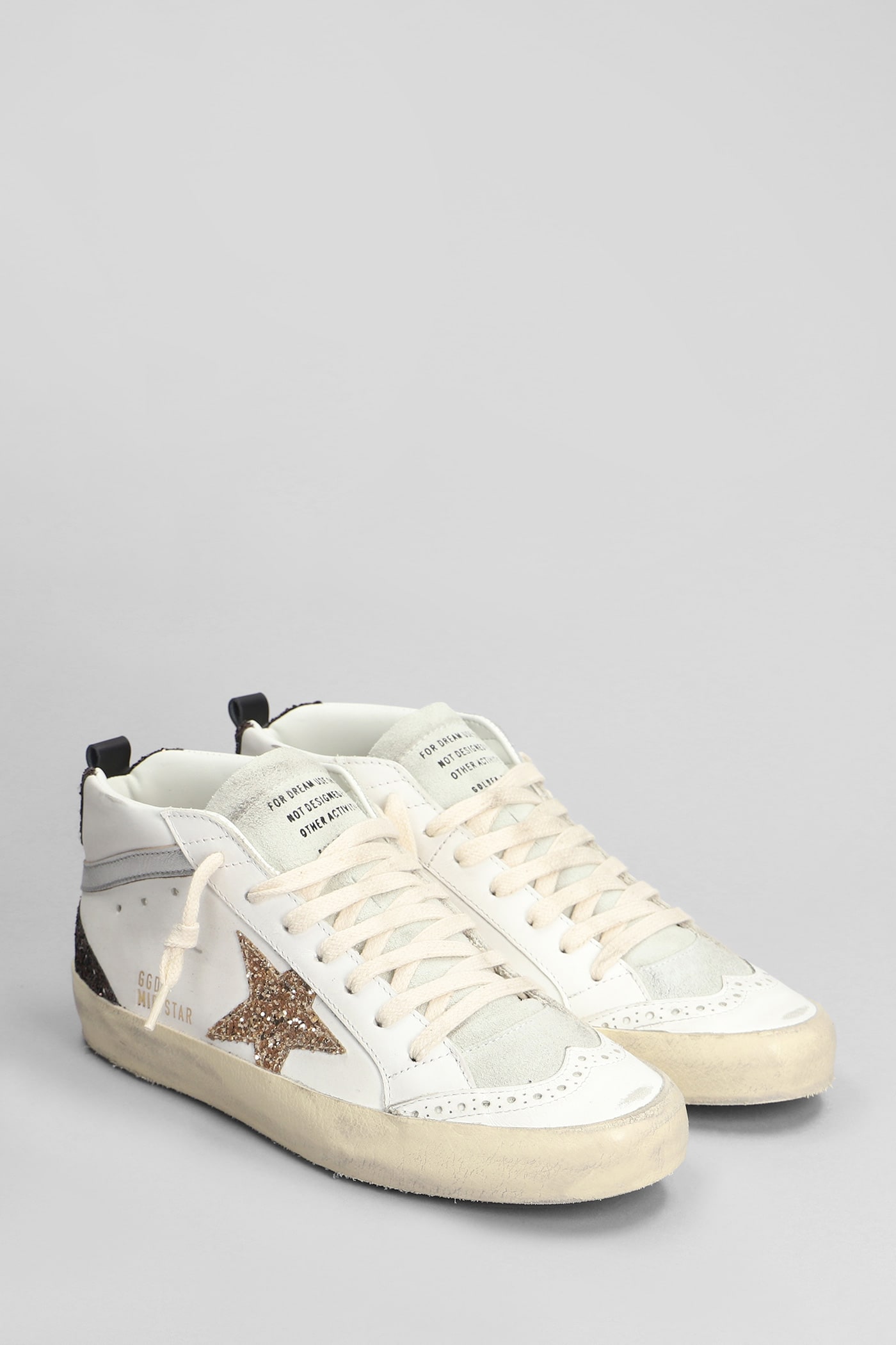 Shop Golden Goose Mid Star Sneakers In White Leather