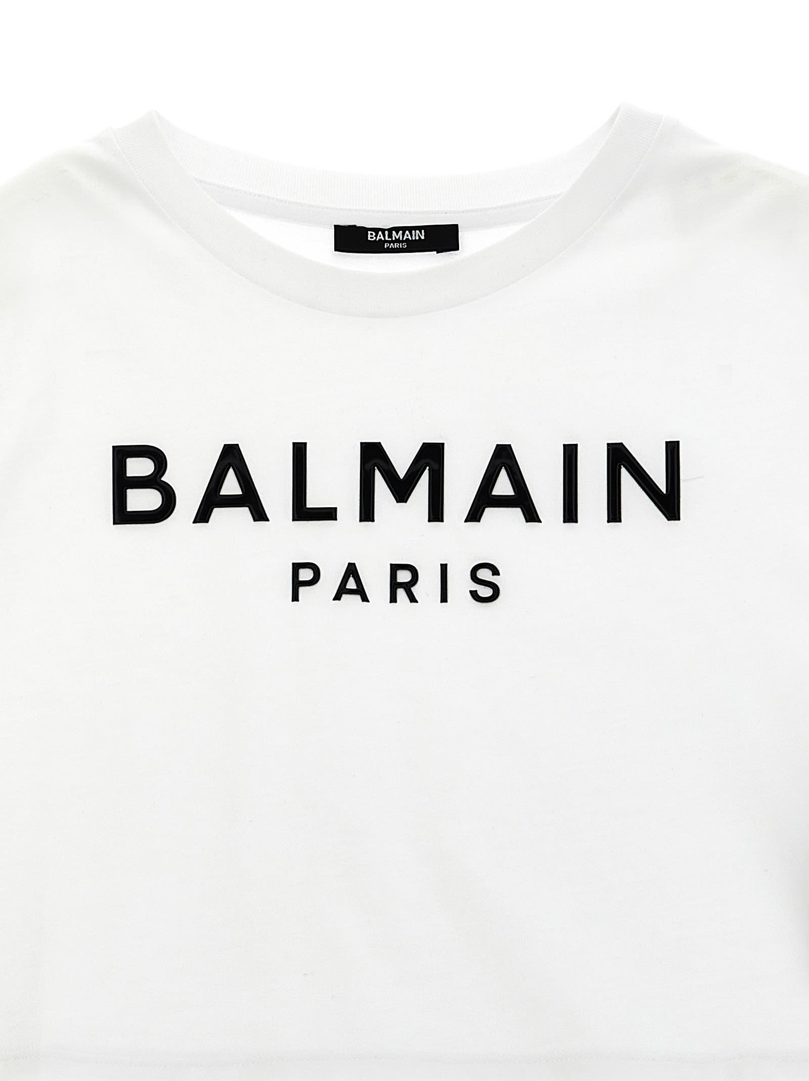 Balmain Embossed Logo T-shirt In White/black