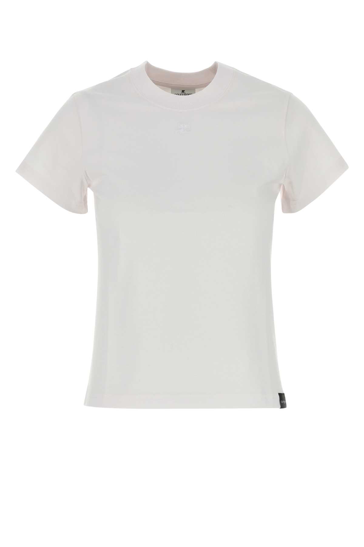Shop Courrèges White Cotton T-shirt In Mist