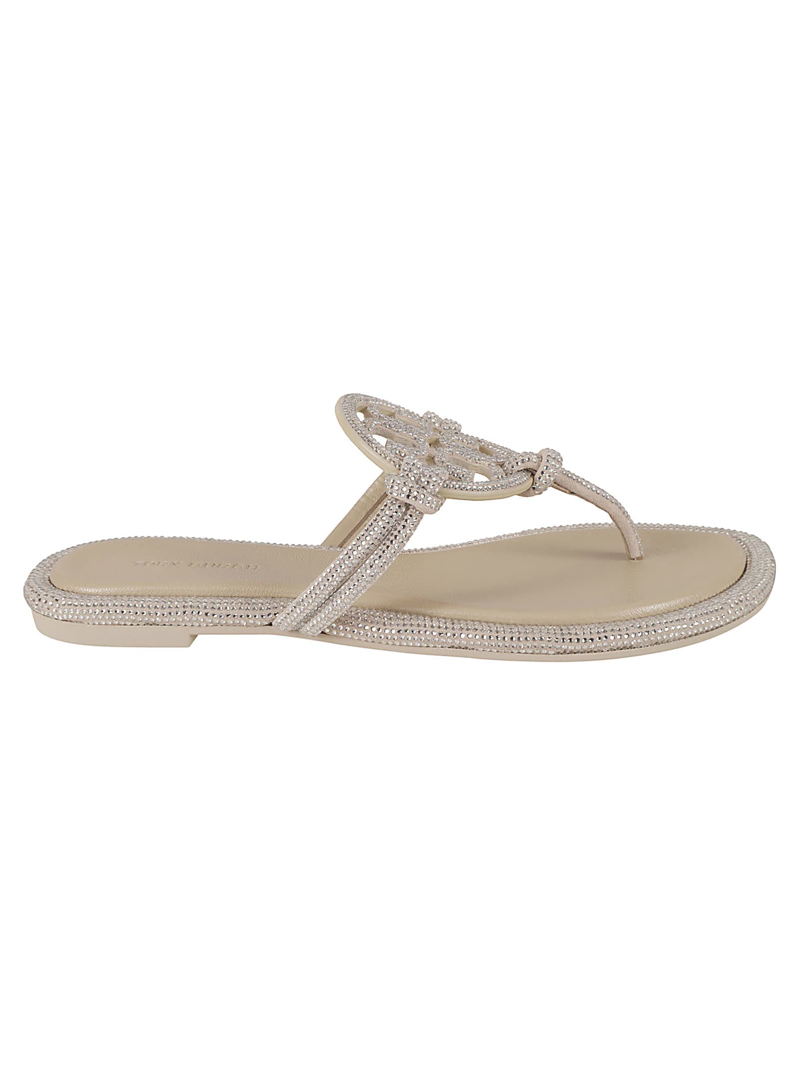 Shop Tory Burch Miller Knotted Embellished Ballerinas In Stone Grey
