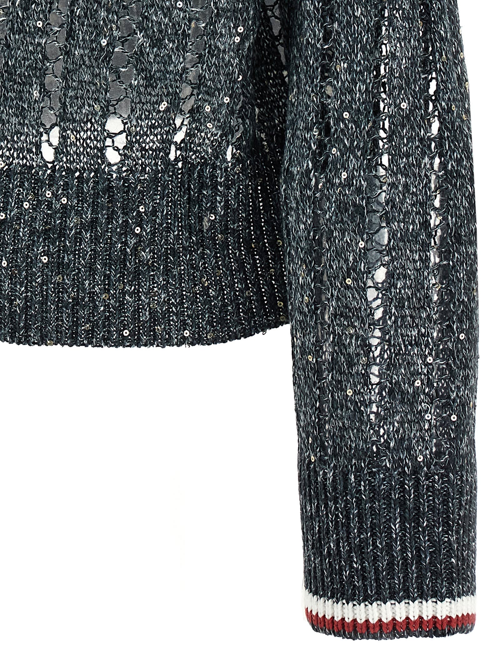 Brunello Cucinelli Blue Sequin T-shirt With V Neck