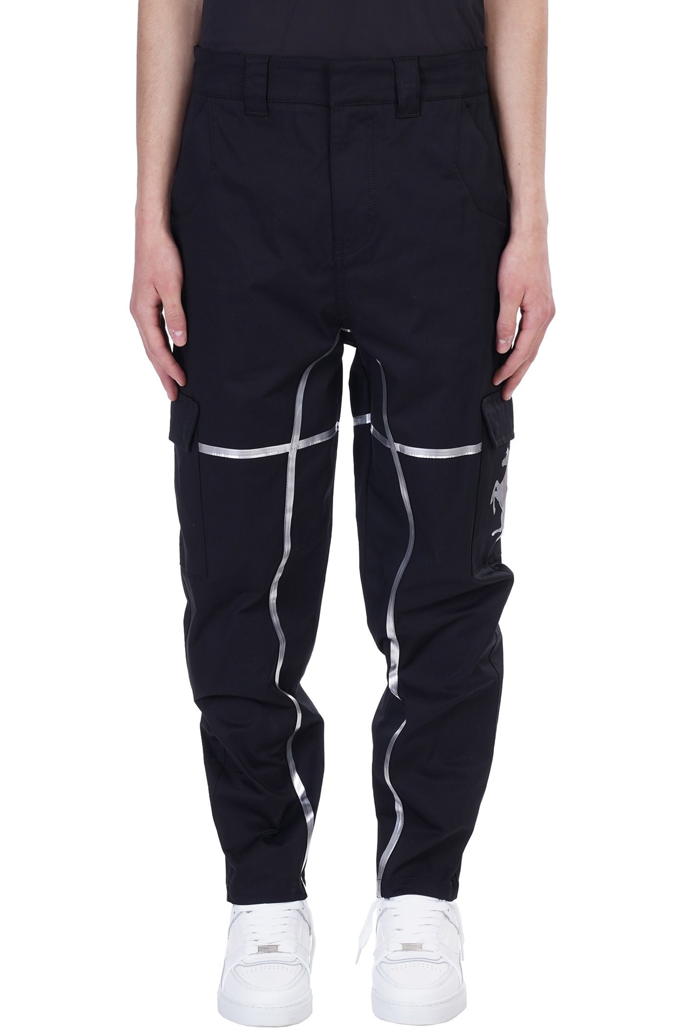 Ferrari Contrasting Metallic-trim Trousers In Black