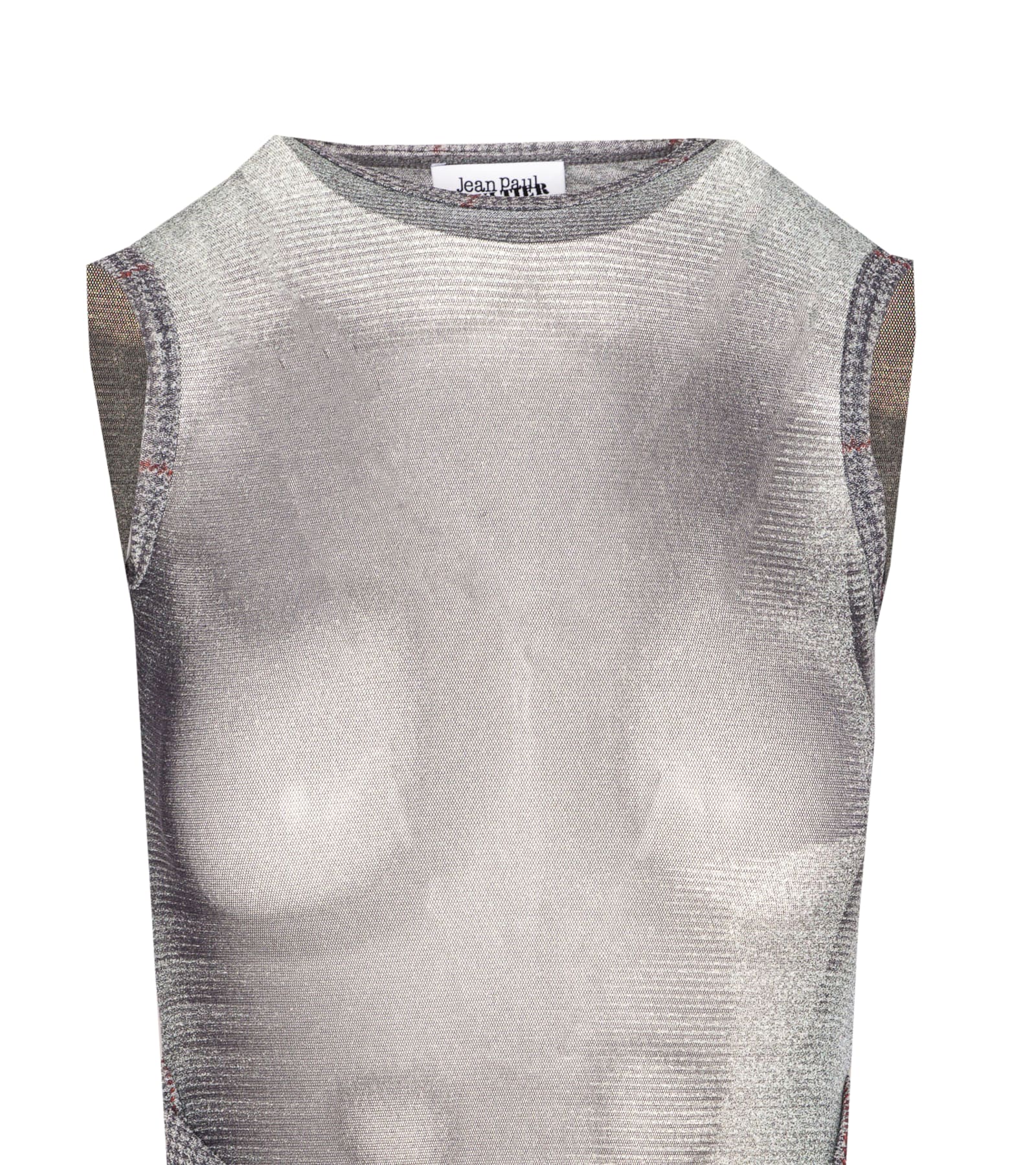 Jean Paul Gaultier Women Body Wash And Prince Of Wales Double Layer Mesh Long Dress In Gray