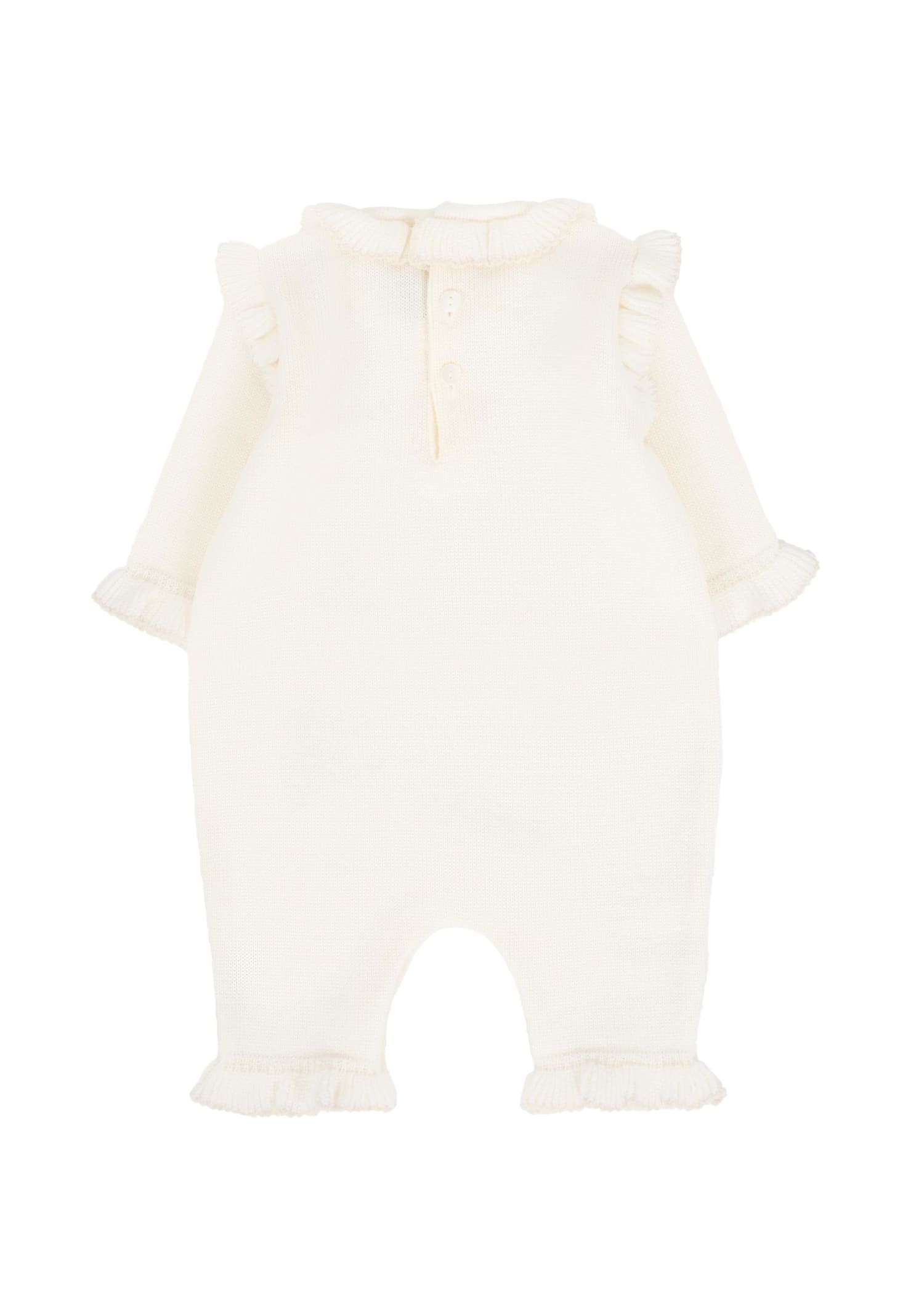 Little Bear Ivory Romper For Baby Girl In Neutral