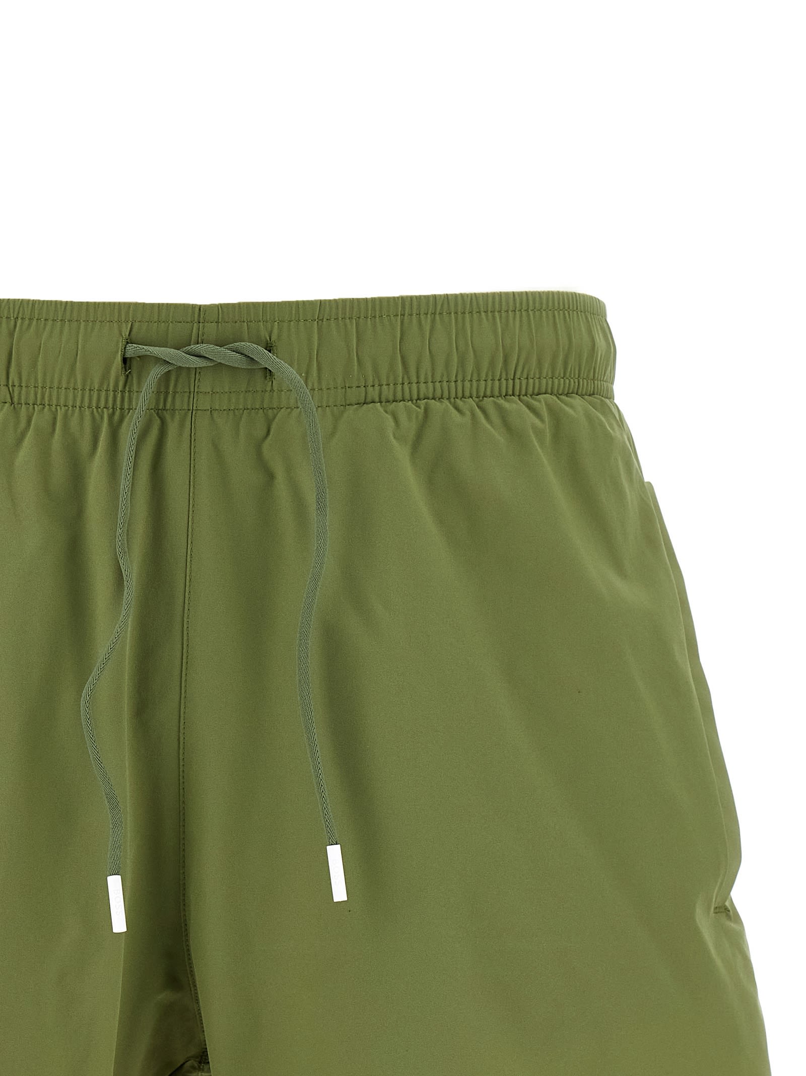 Hugo Boss Iconic Drawstring Swim Shorts In Green