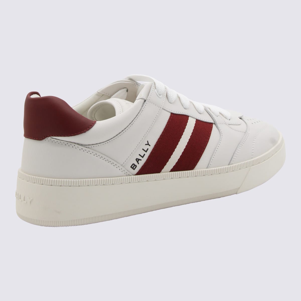 Shop Bally White And Red Leather Sneakers In White/red