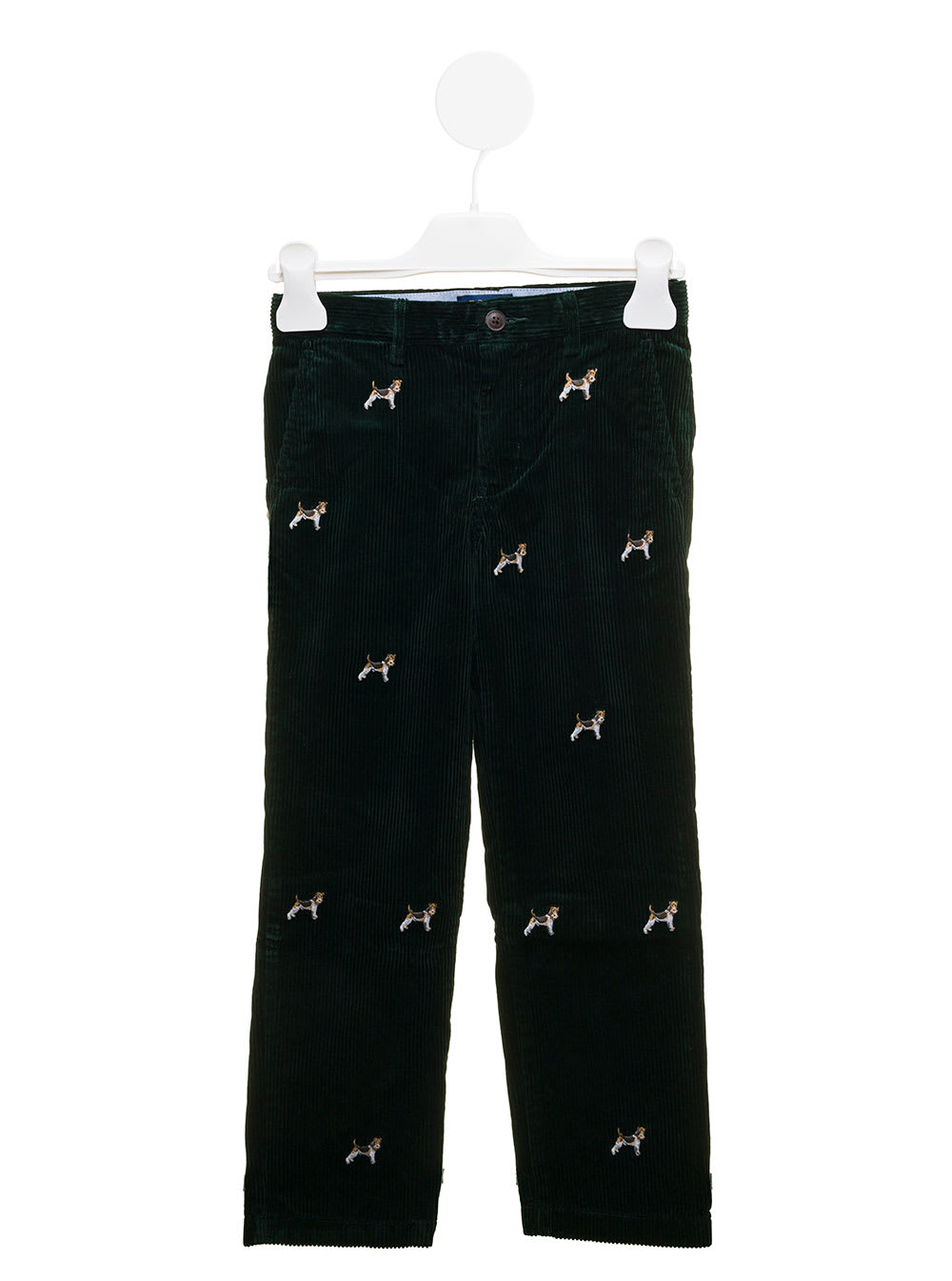 Polo Ralph Lauren Kids Boys Black Ribbed Trousers With Embroidery
