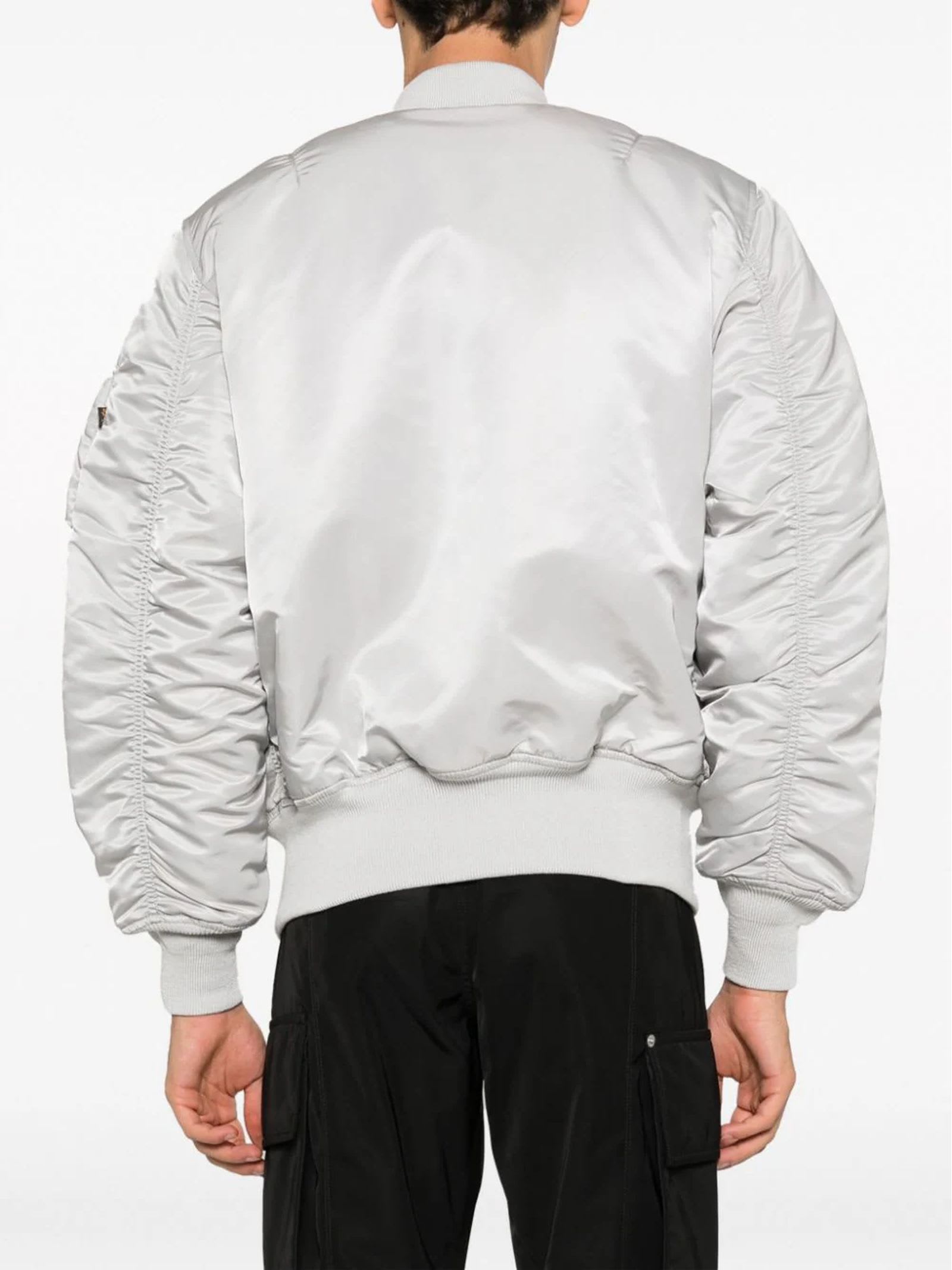 Shop Alpha Industries Grey Reversible Zip-up Bomber Jacket