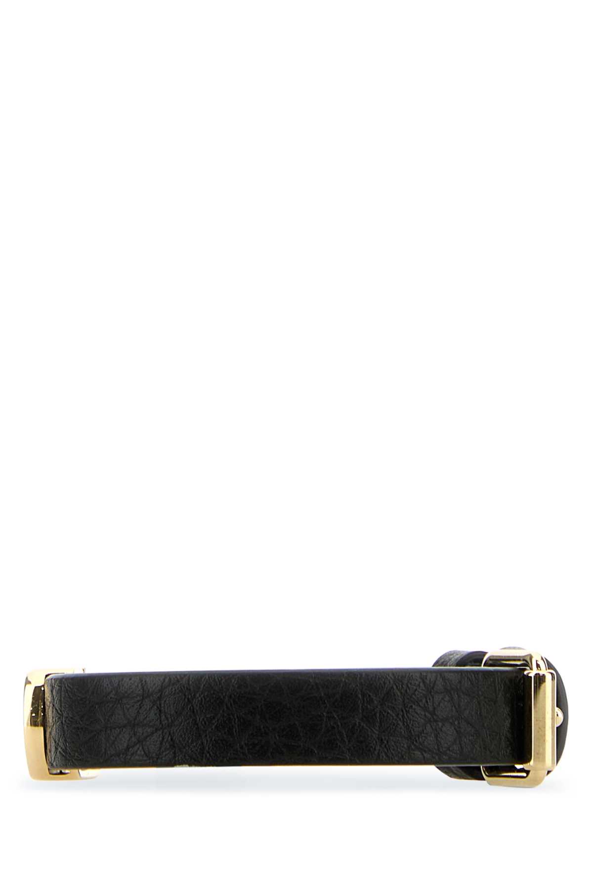 Valentino Black Leather Vlogo Bracelet In Black