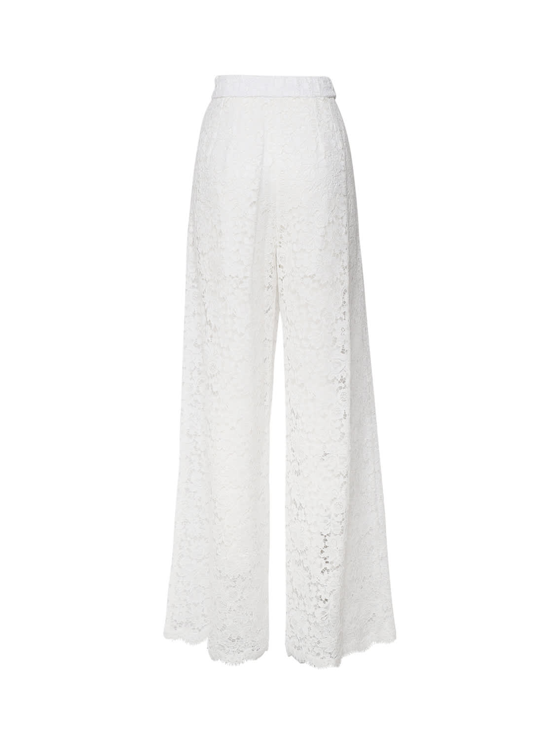 Shop Dolce & Gabbana Lace Trousers In White