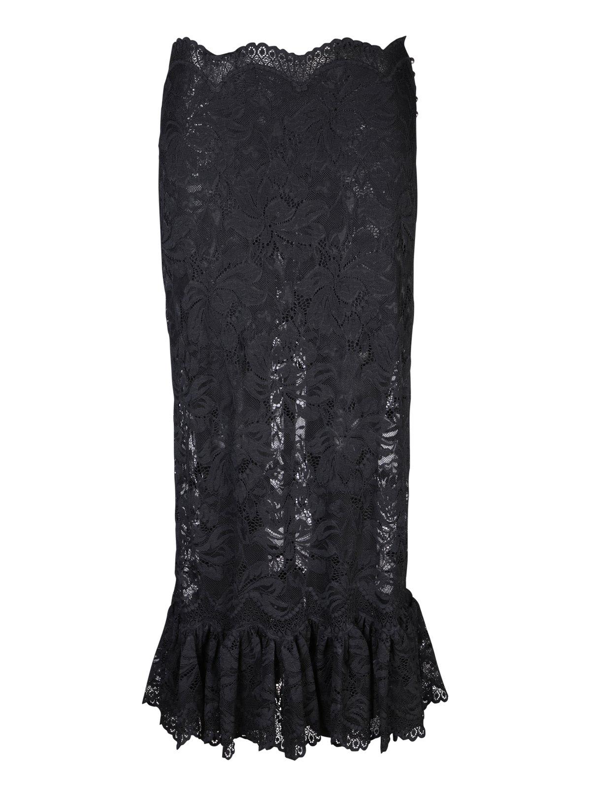 Shop Paco Rabanne Maxi Lace Midi Skirt In Black