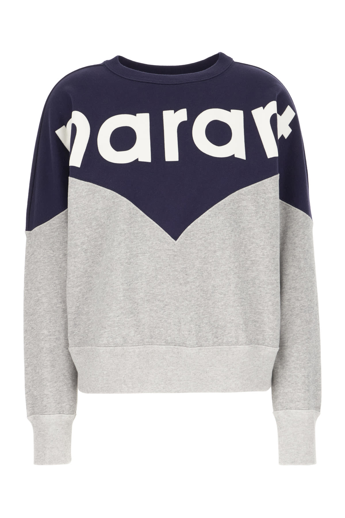 Shop Marant Etoile Two-tone Cotton Blend Sweatshirt In Navy Grey