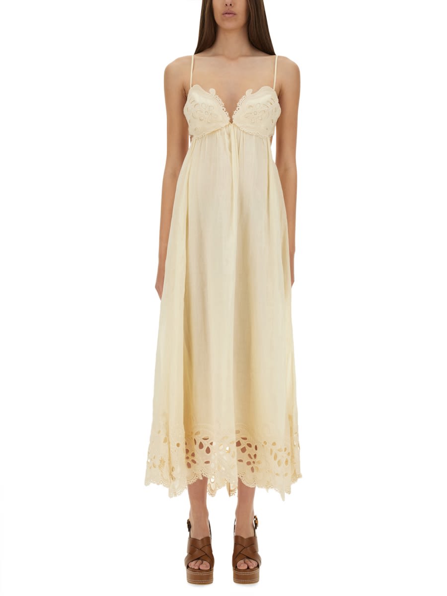Zimmermann Coco Embroidered Ramie Maxi Dress In Neutral
