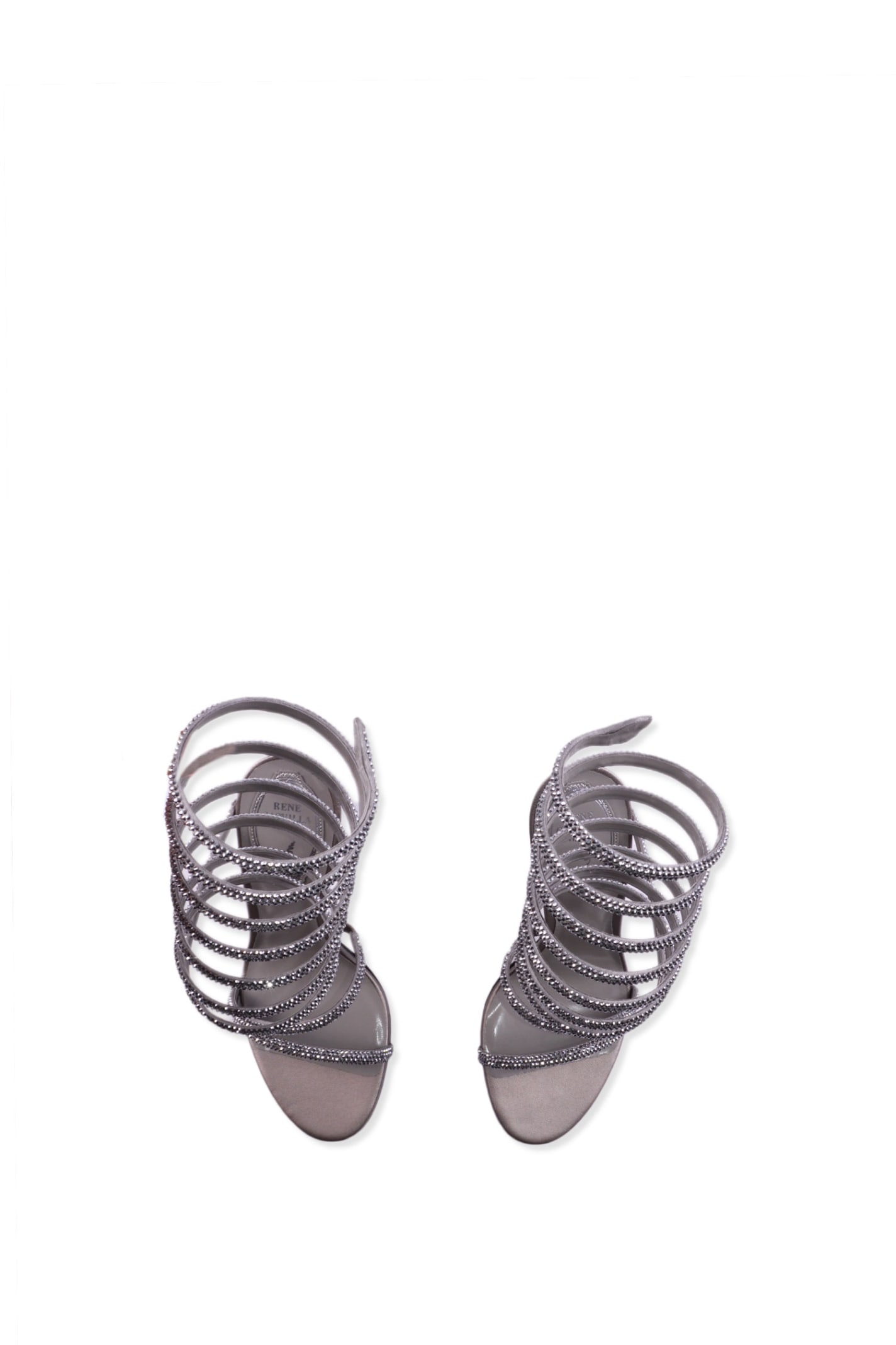 Shop René Caovilla Heel Sandals In Silver