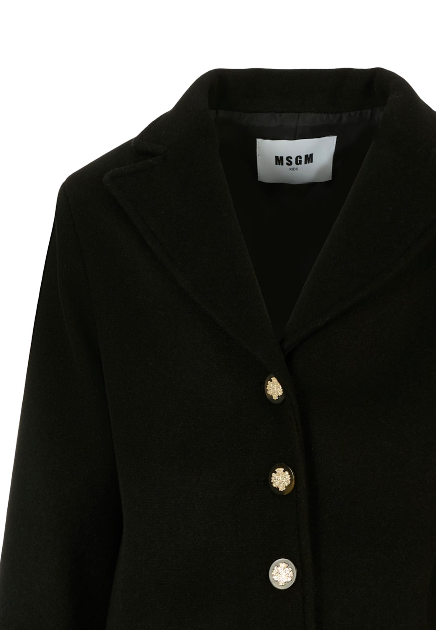 Msgm Button-detailed Flared-cuff Coat In Black