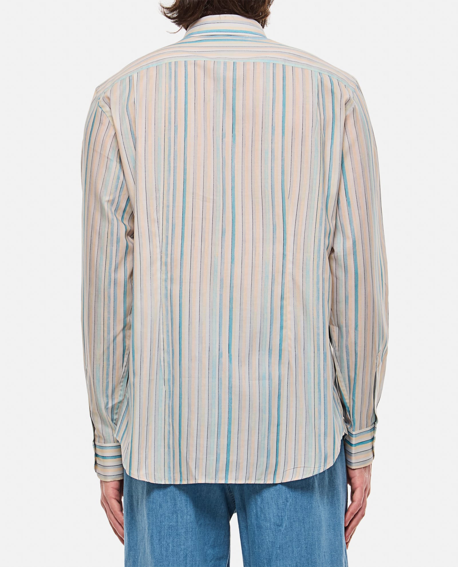 Shop Paul Smith Mens S/c Tailored Fit Shirt In Panna Azzurro
