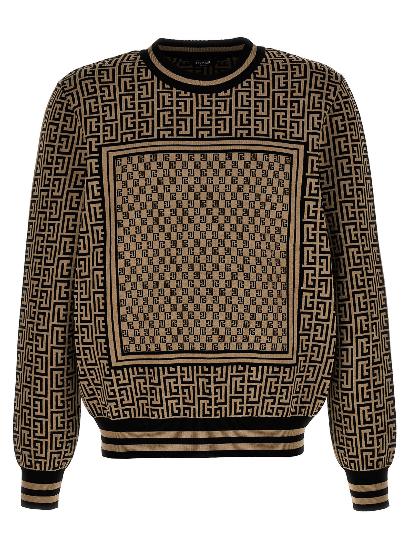 Shop Balmain Mini Monogram Sweater In Multicolor