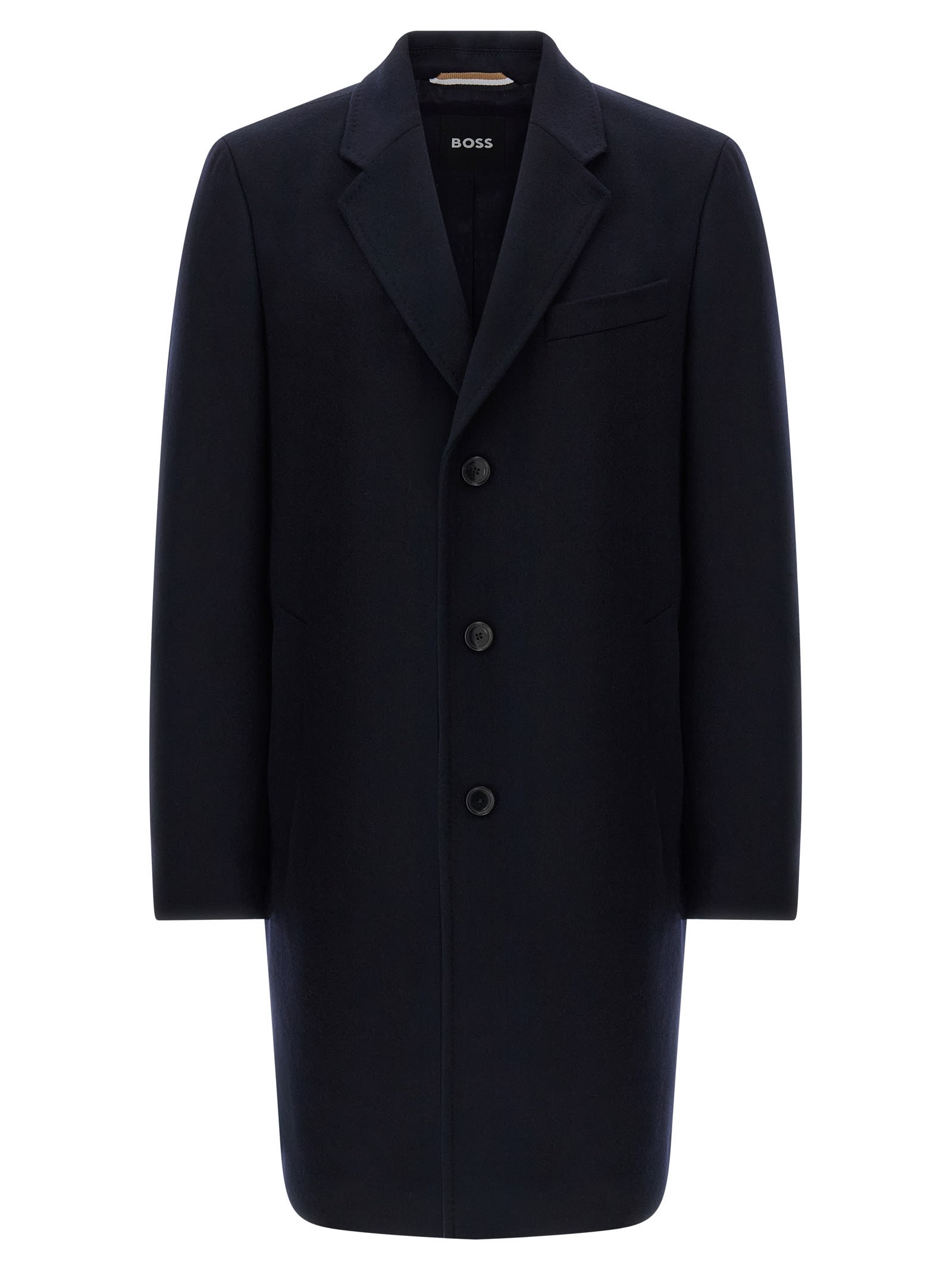 Hugo Boss Button Single-breasted Coat In Blue