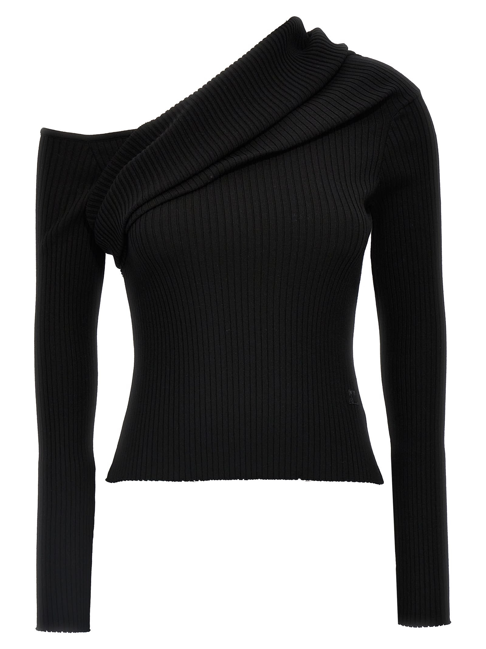 Shop Courrèges Twist Rib Knit Sweater In Black