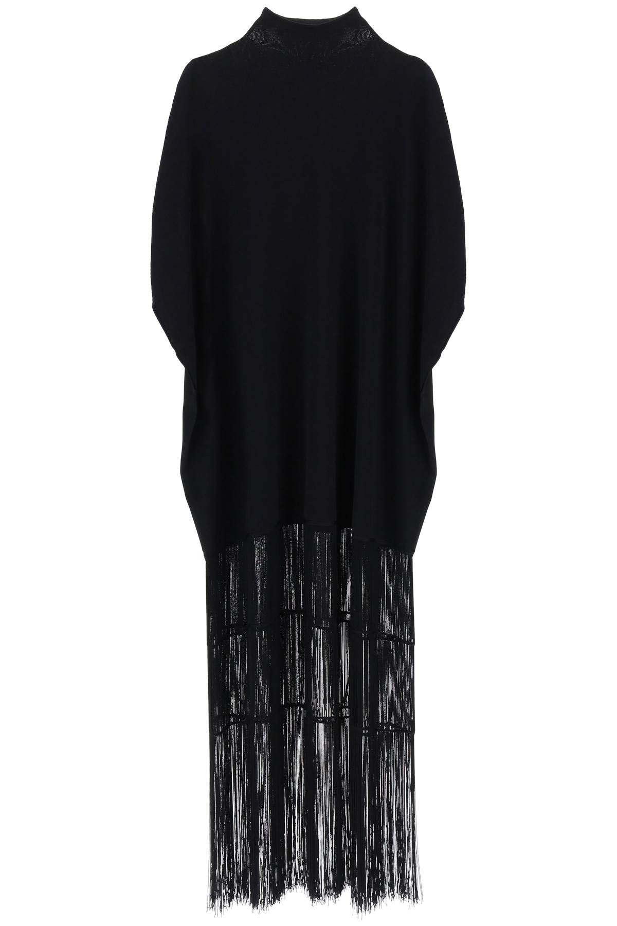 Shop Khaite Olson Dress With Ruffled Fr In Black (black)