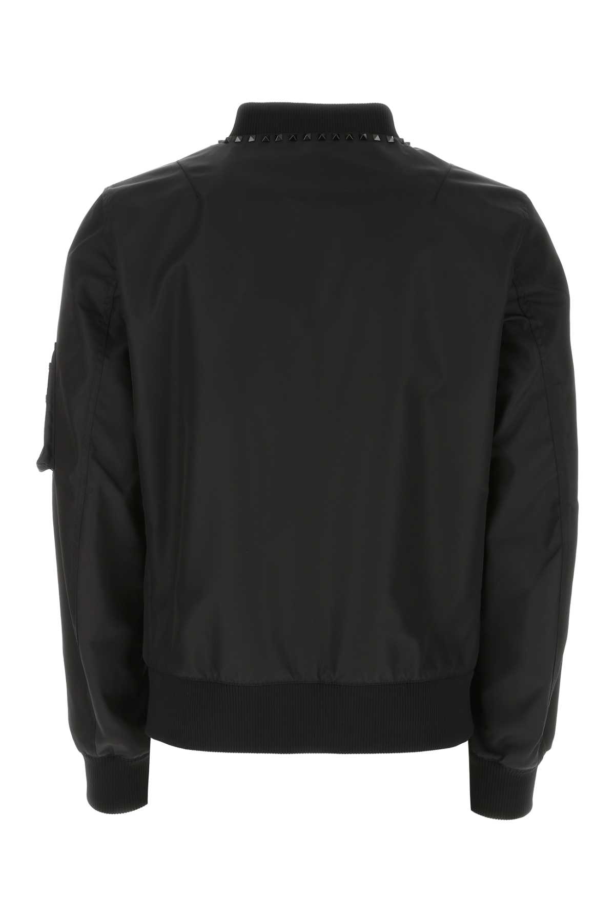 Shop Valentino Black Nylon Bomber Jacket In 0no