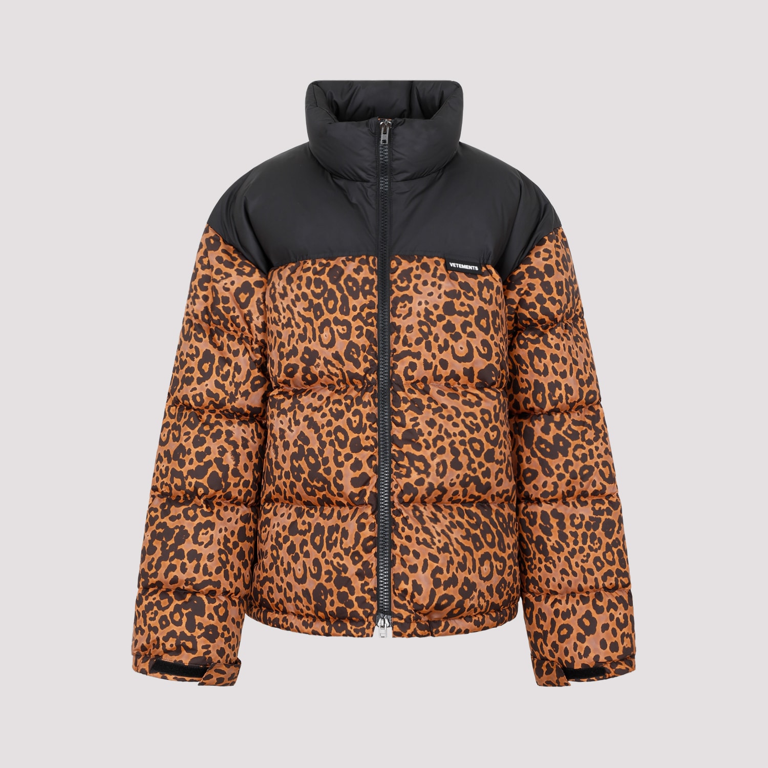 Shop Vetements Leopard Logo Puffer Jacket