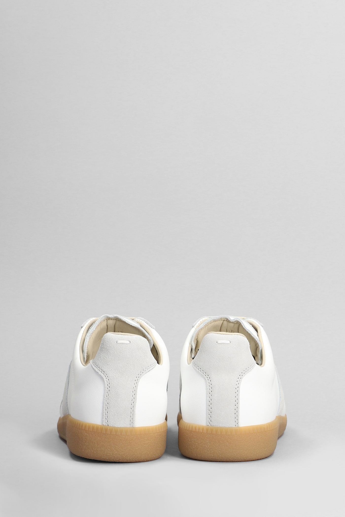 Shop Maison Margiela Replica Sneakers In White Suede And Leather