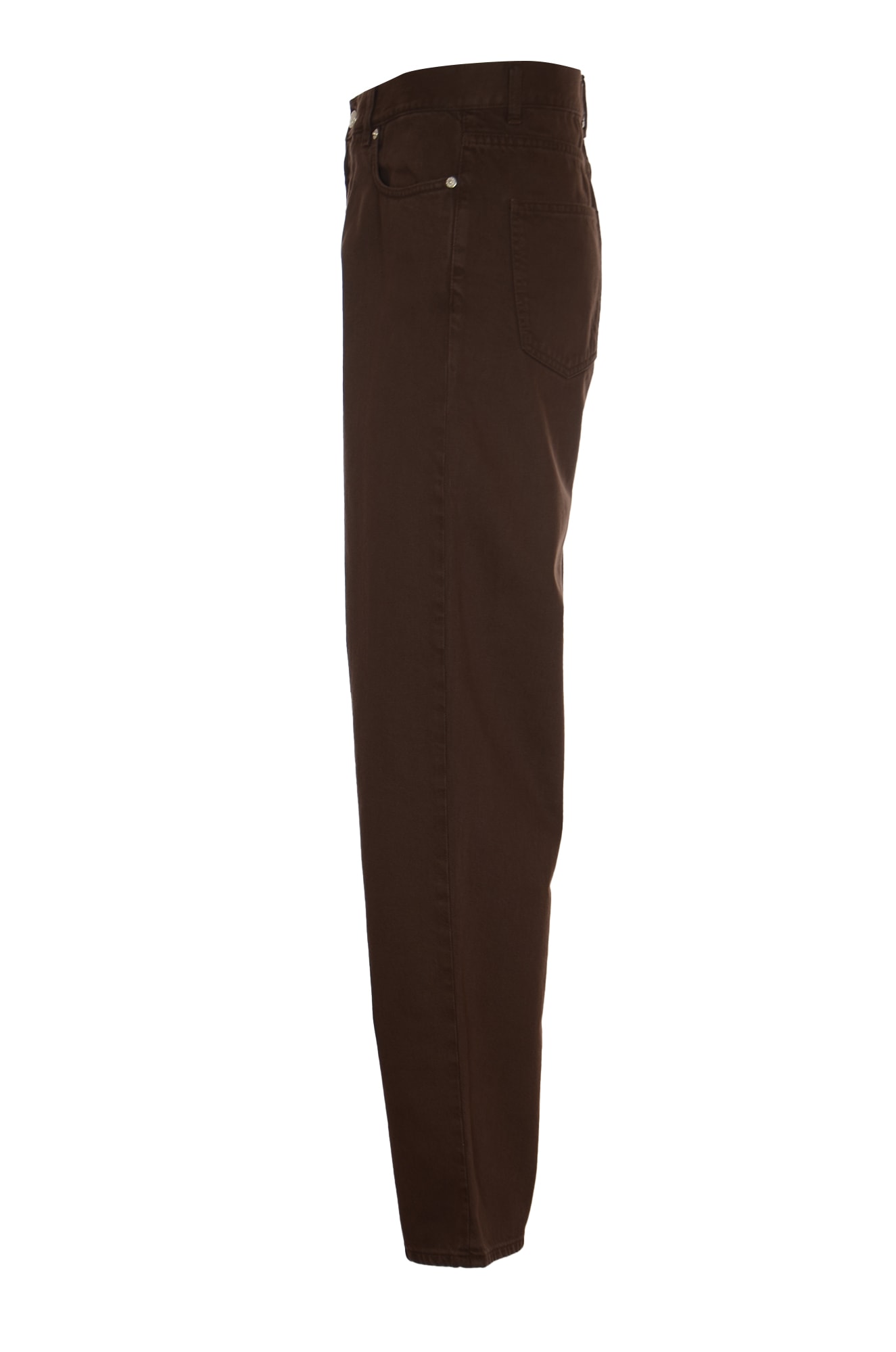 Shop Séfr Straight Buttoned Trousers In Washed Brown