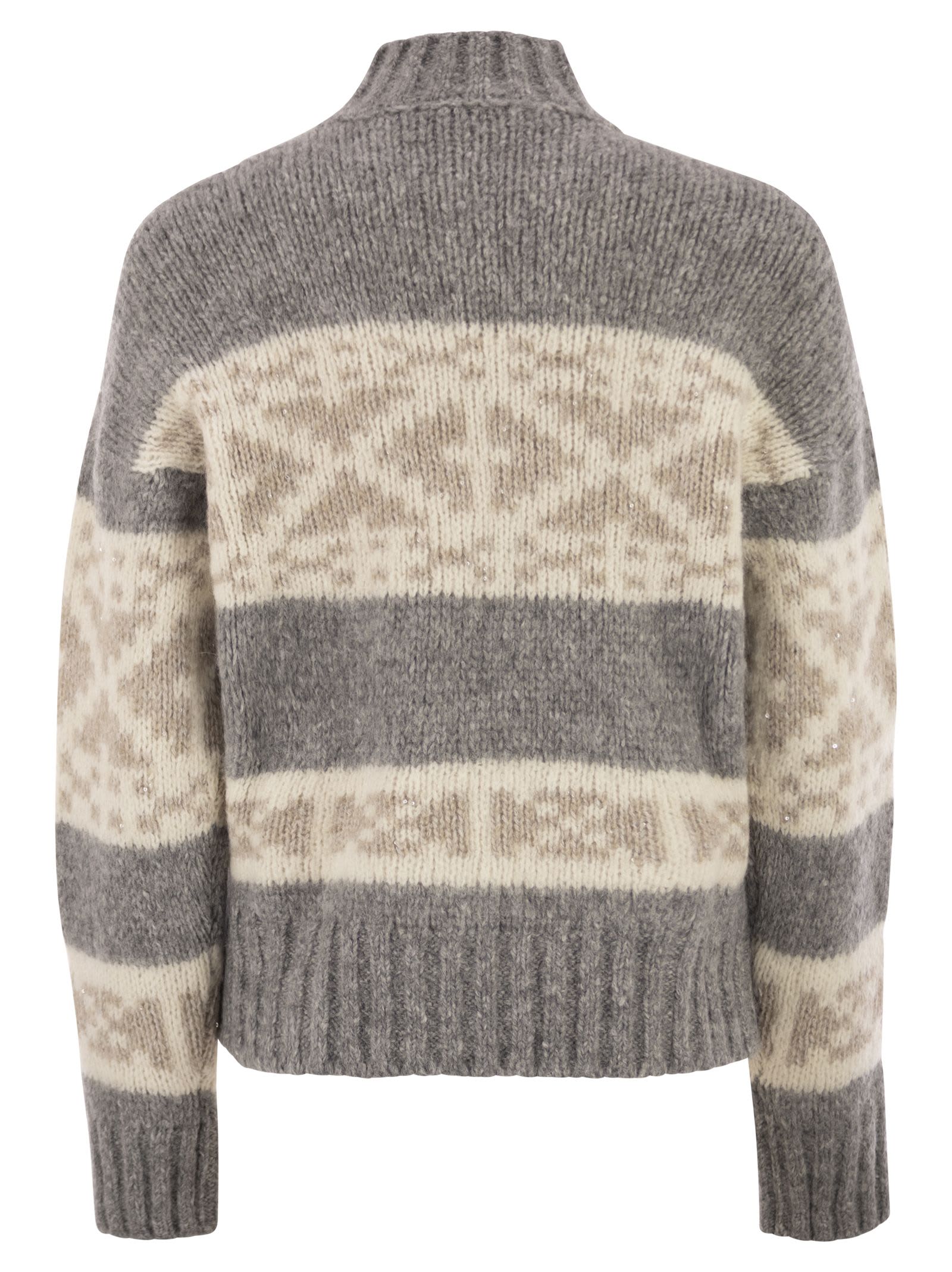 Peserico Striped High-neck Sweater In Multi
