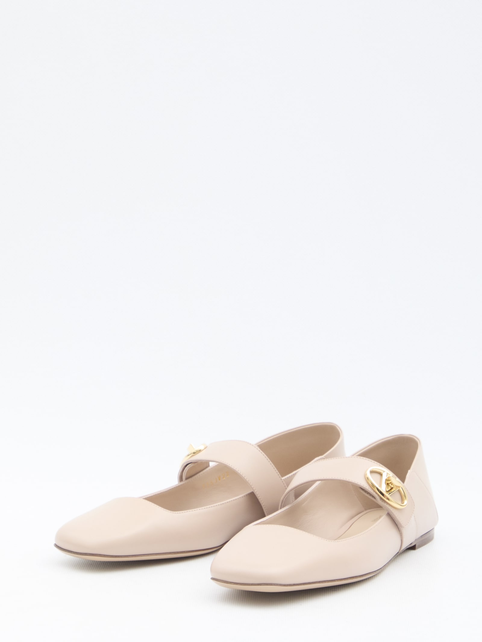 Shop Valentino Vlogo Locker Ballerinas In Beige