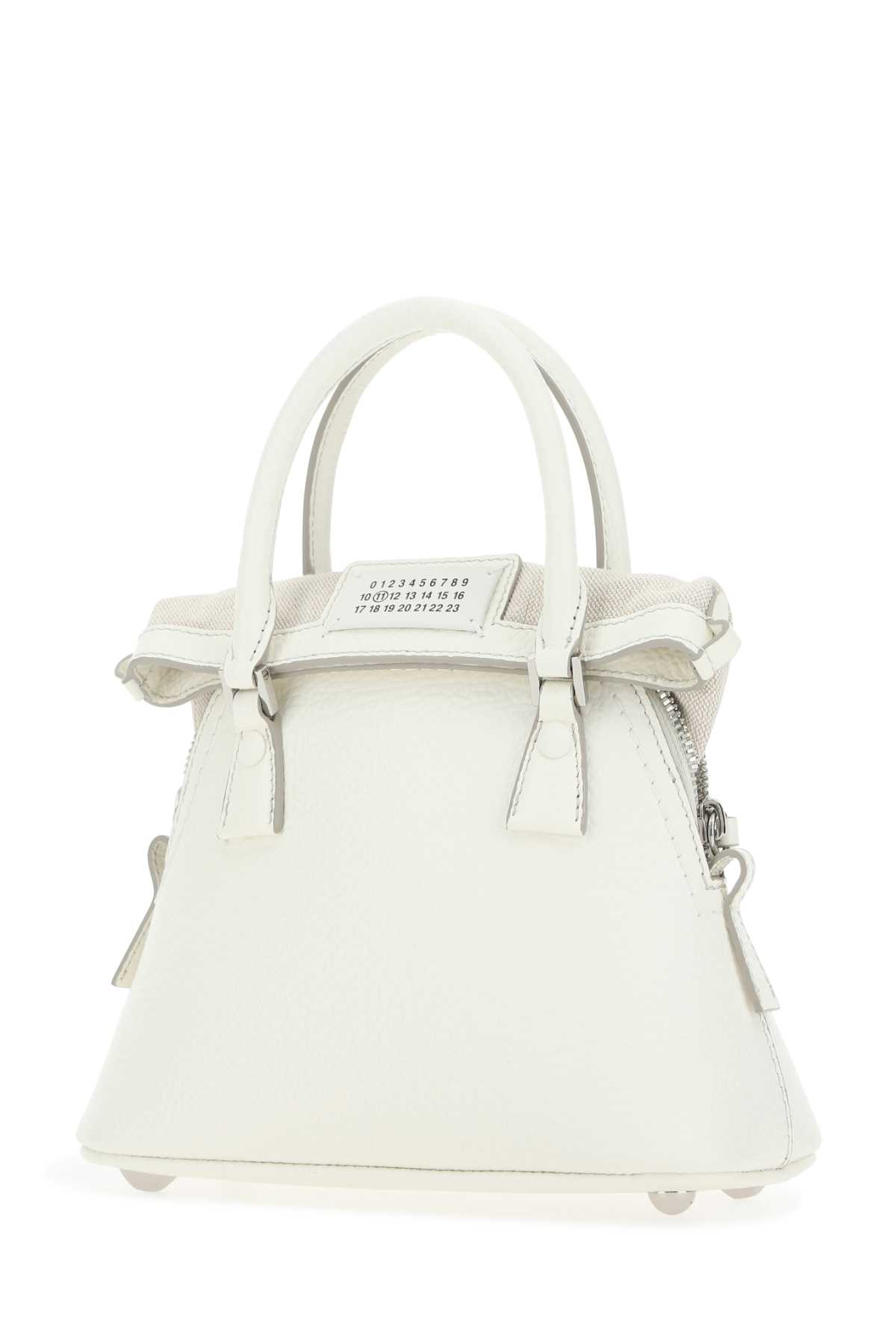 Shop Maison Margiela Ivory Leather Micro 5ac Handbag In H0157